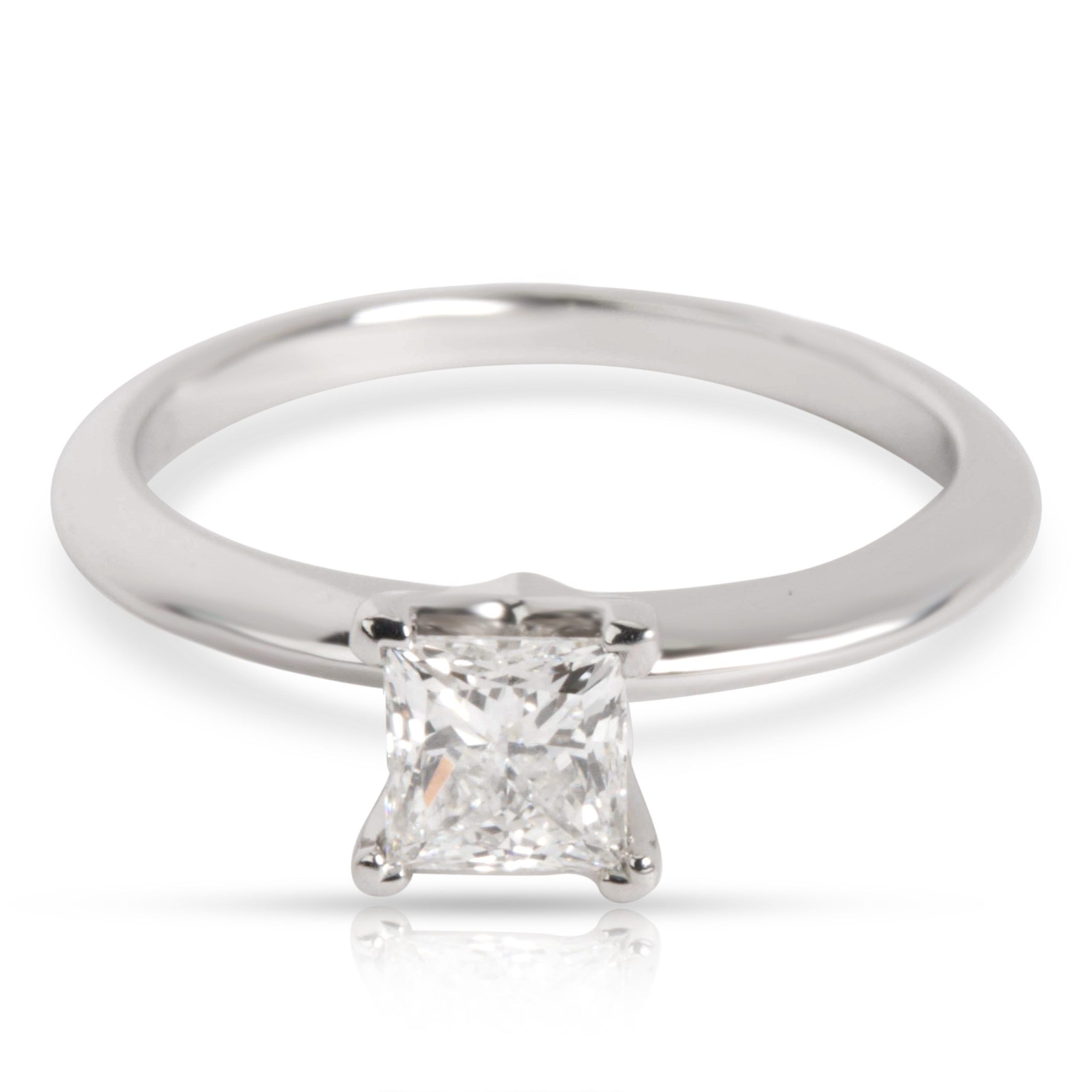 image of Tiffany Co Tiffany & Co. Princess Cut Diamond Engagement Ring In Platinum (0.53 Ct H Vvs1) in Silve