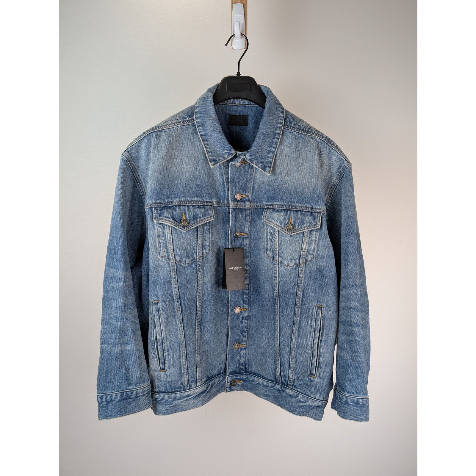 Saint Laurent Paris o1rshd1 Egg Shape Denim Jacket in Plain Lake Medium Blue Size US S / EU 44-46 / 1 - 1 Thumbnail