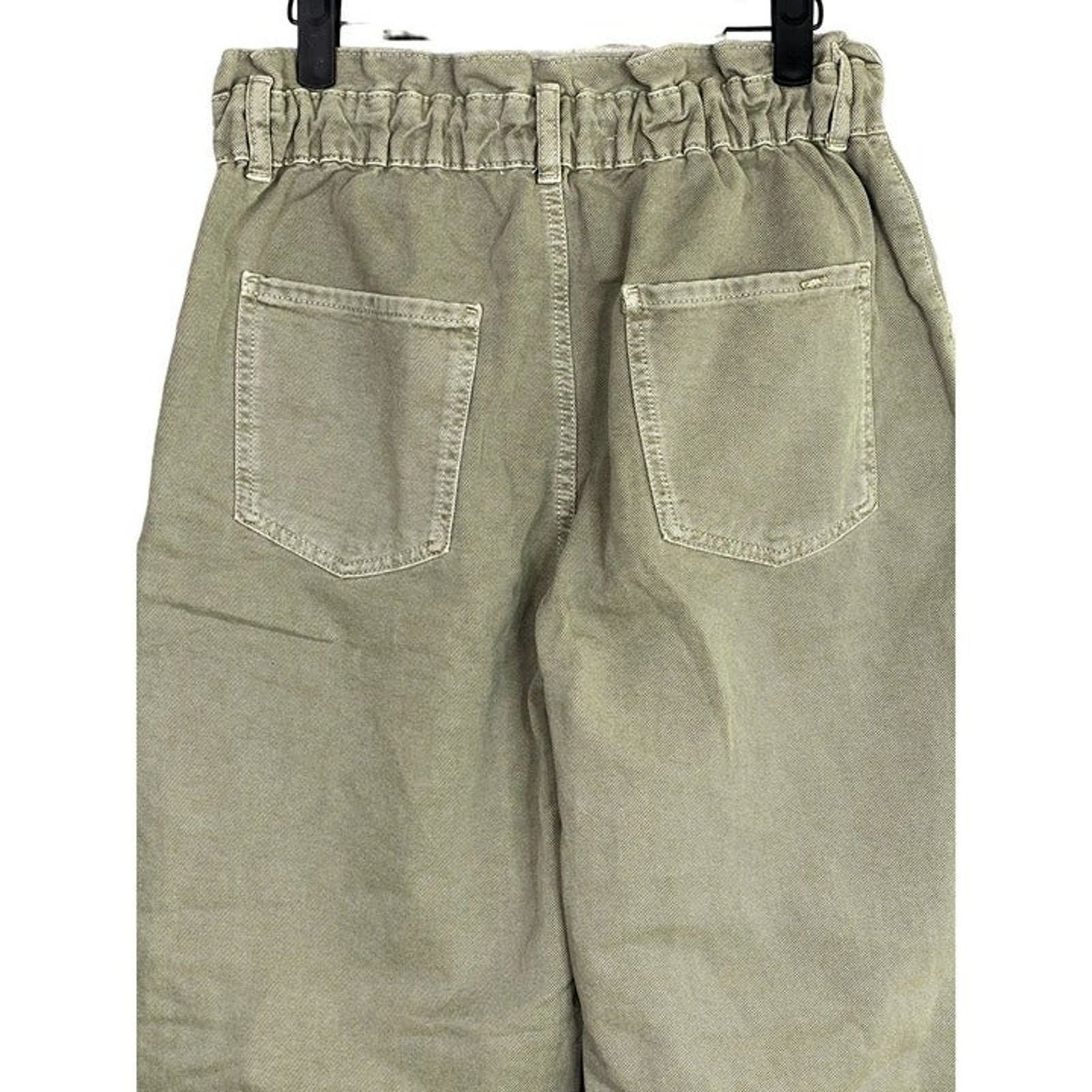 Zara Zara Paper Bag Relaxed Baggy Jeans Pants 29 Khaki Green Size 29" - 11 Thumbnail