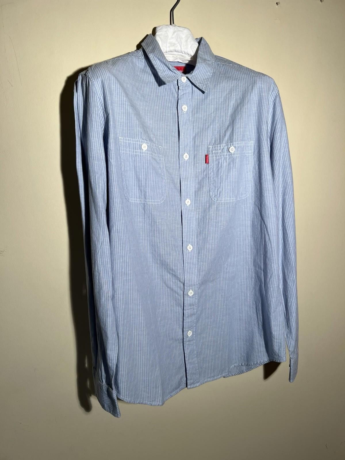 Supreme Pre-Owned SUPREME L/S CHAMBRAY STRIPE SHIRT BLUE LARGE Size US L / EU 52-54 / 3 - 3 Thumbnail