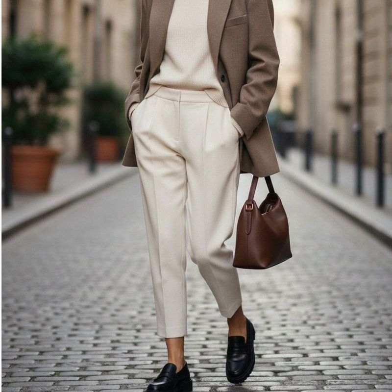 Studio Nicholson STUDIO NICHOLSON Pleated Cropped high Rise Trouser Cream Size 26" / US 2 / IT 38 - 1 Thumbnail