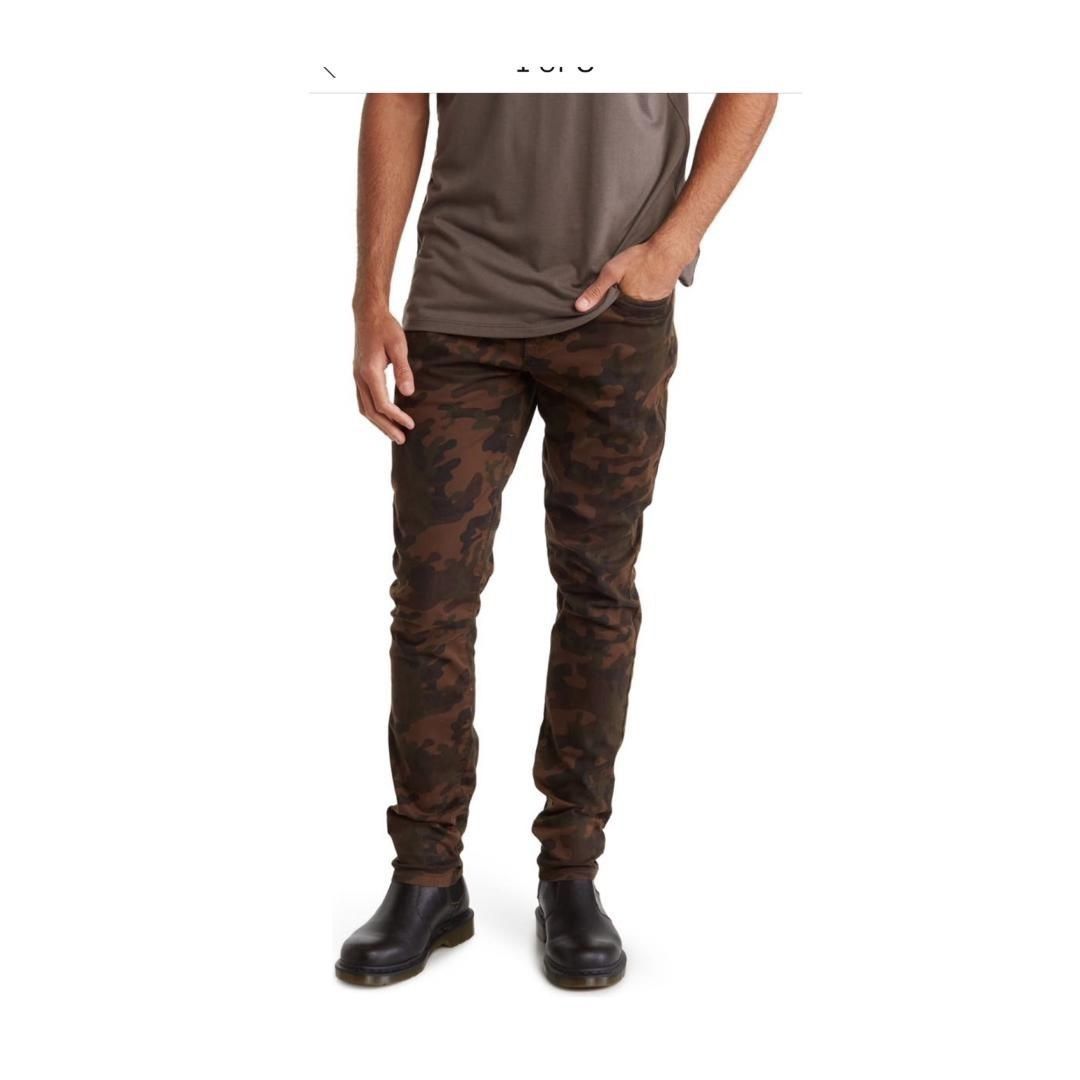 image of Hudson Mens Brown Ace Camo Print Skinny Jeans Size 36 X 32 NWT in Cypress Camo