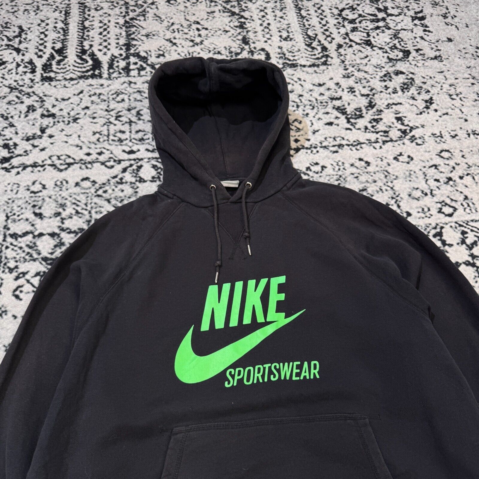 Nike × Vintage Nike Black Cotton Hoodie Size XL Y2k 90s Center Swoosh Size US XL / EU 56 / 4 - 5 Thumbnail