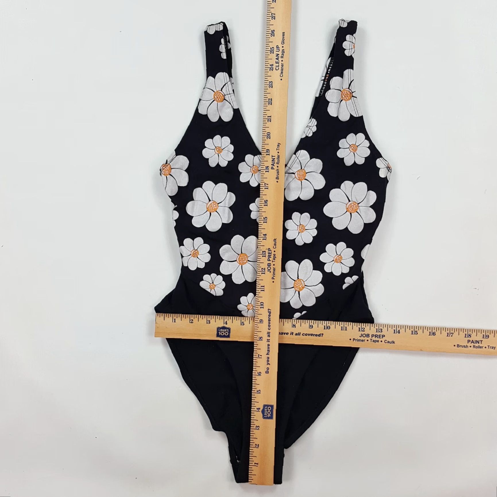 Sunflower VINTAGE Krystal K International Sunflower Halter One Piece Bikini Women's M Black Floral 80s Retro Plunge Top Split Size M / US 6-8 / IT 42-44 - 5 Thumbnail