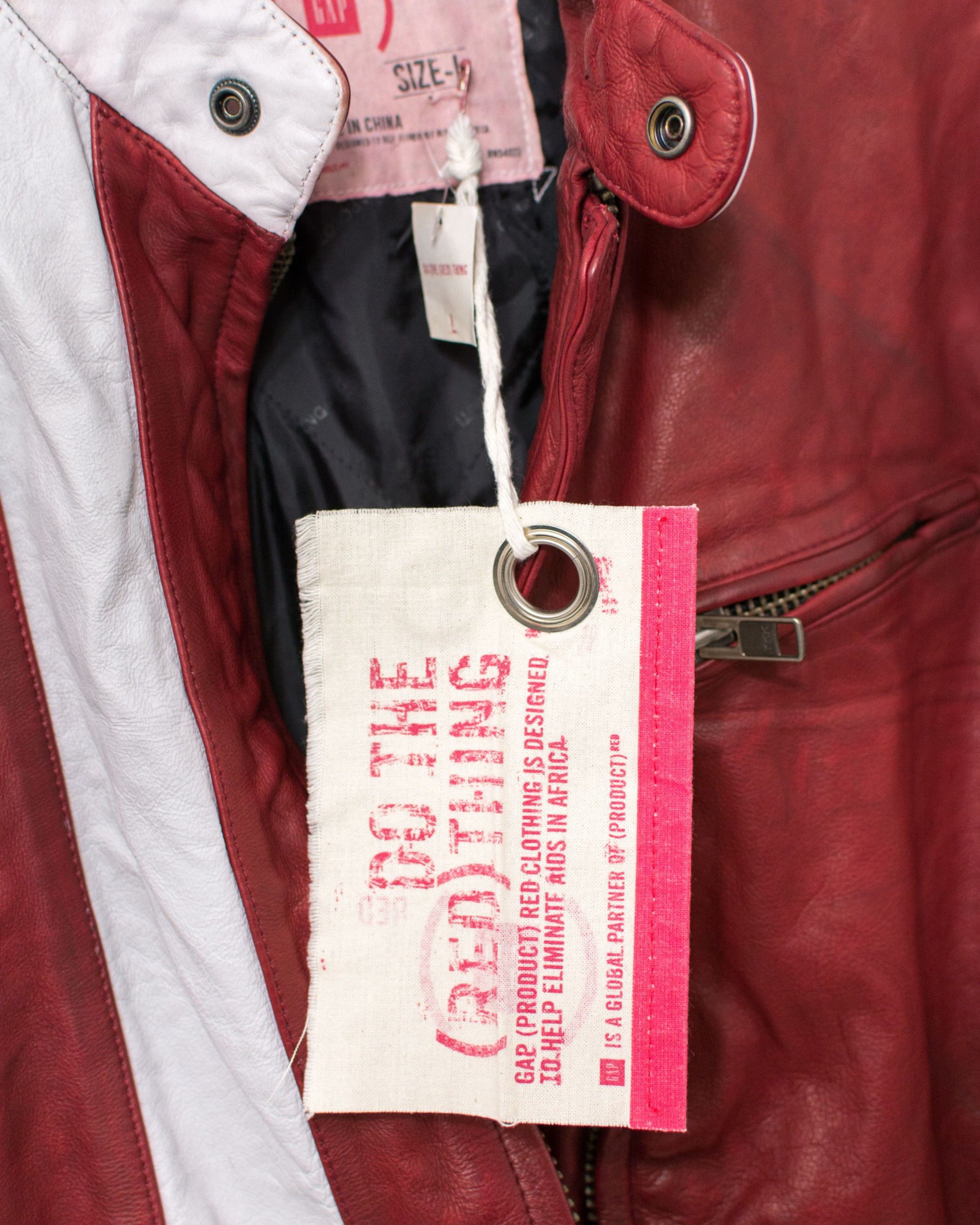 Gap × Genuine Leather GAP Red Leather Racing Jacket Y2K Vintage Distressed Men’s L Size US L / EU 52-54 / 3 - 9 Thumbnail