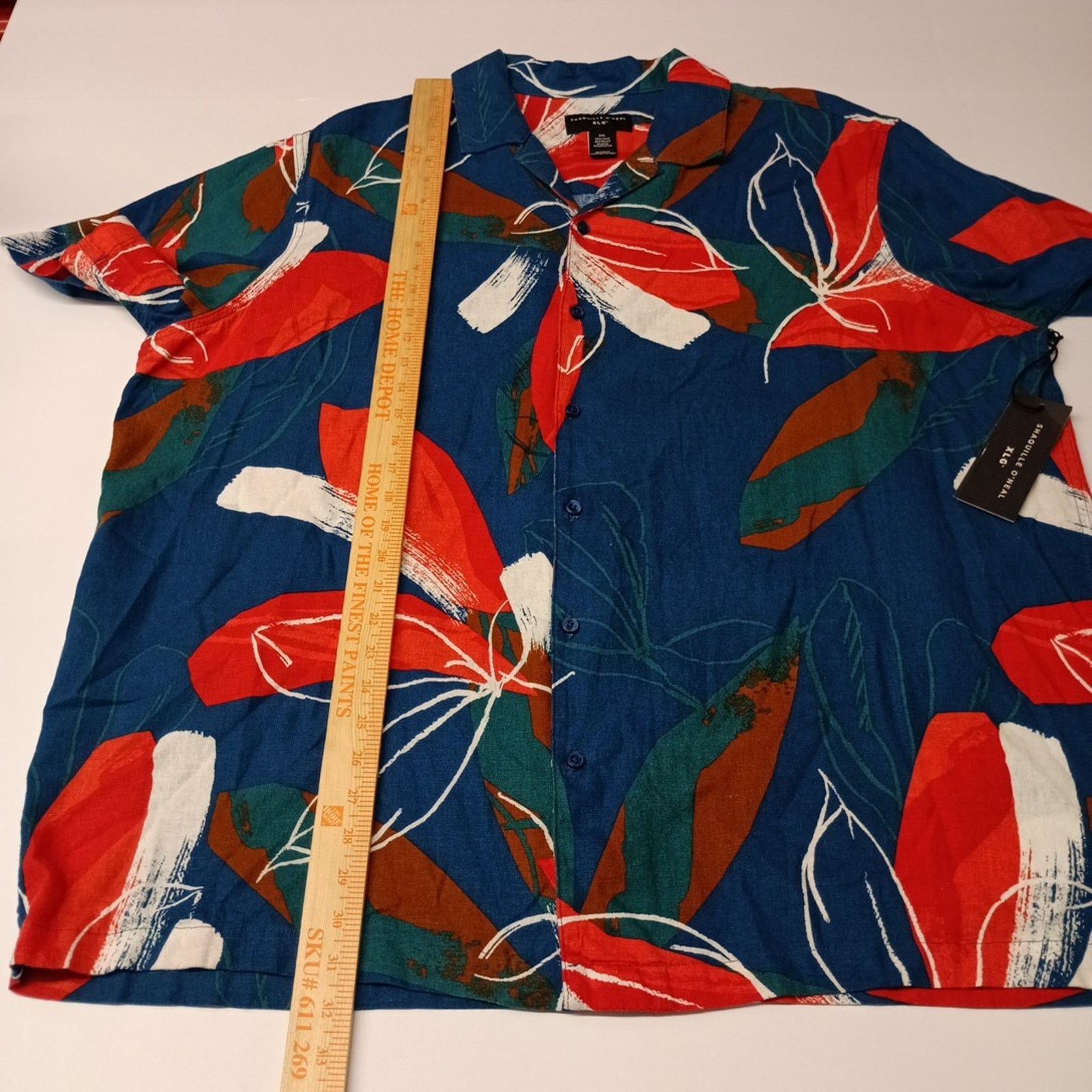 Other Men's Shaquille XLG Linen Blend Blue Floral Shirt Size 2XL Size US XXL / EU 58 / 5 - 5 Thumbnail