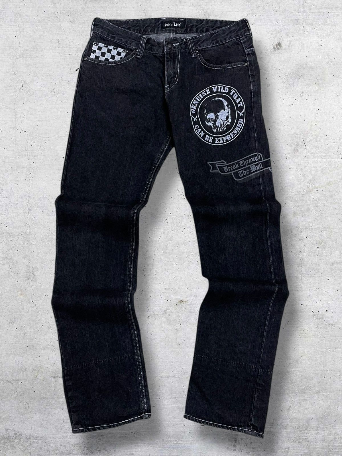 VINTAGE SKULL PUNK ‘BREAK TO THE WALL’ JAPAN WILD LIFE DENIM