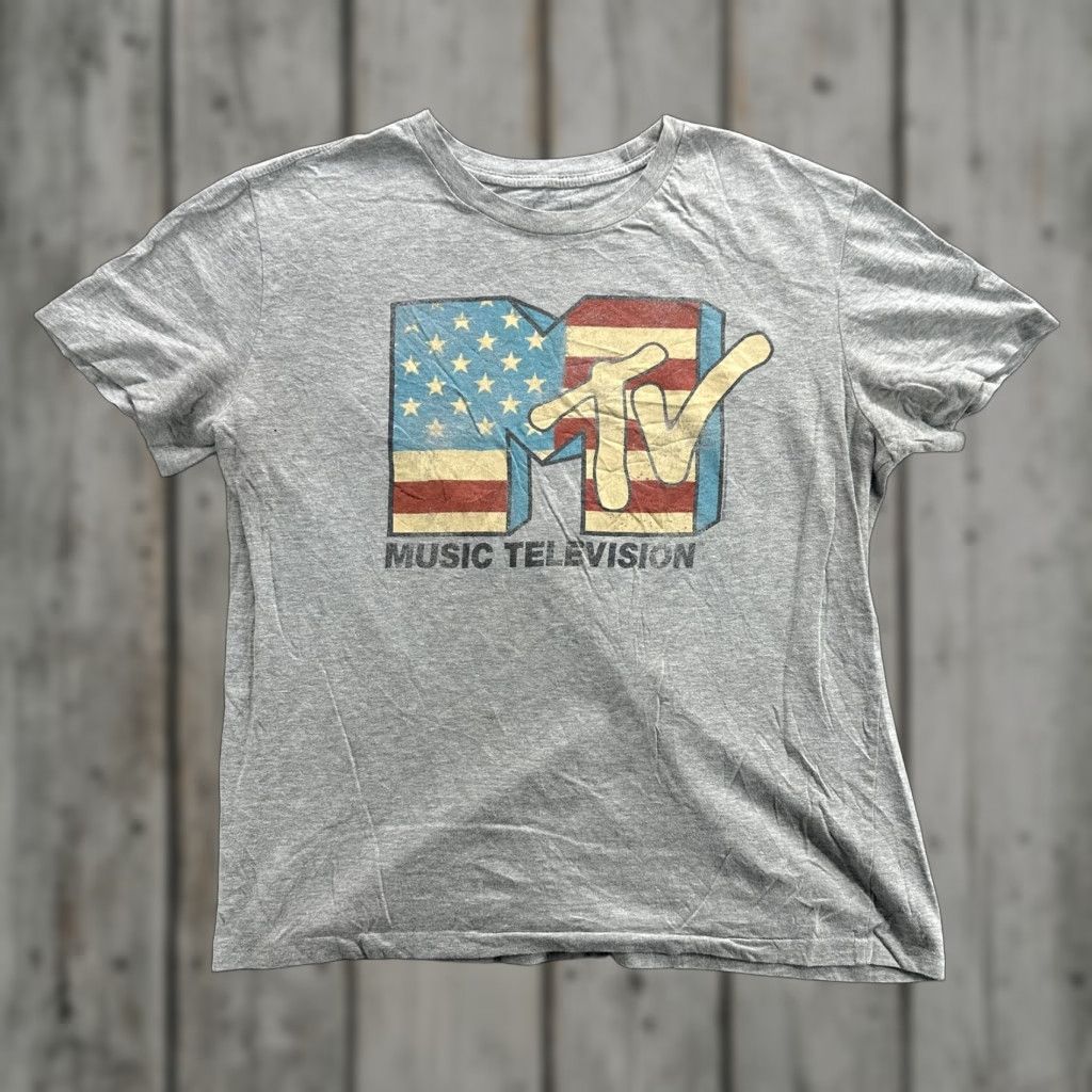 Gap MTV Music Television Shirt Mens M Gray Graphic Tee Flag USA Patriotic Glass? Size US M / EU 48-50 / 2 - 1 Thumbnail
