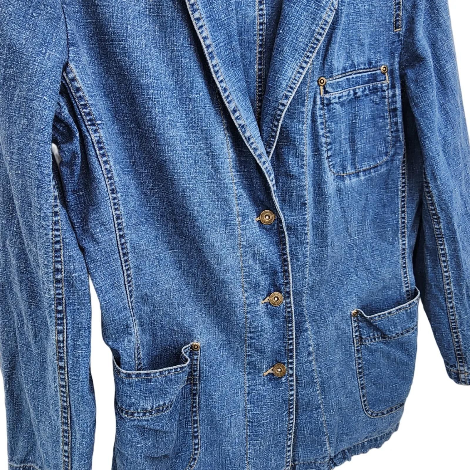 Designer Liz Claiborne. Vintage Tailored Denim Blazer. Size: Medium Size M / US 6-8 / IT 42-44 - 7 Thumbnail