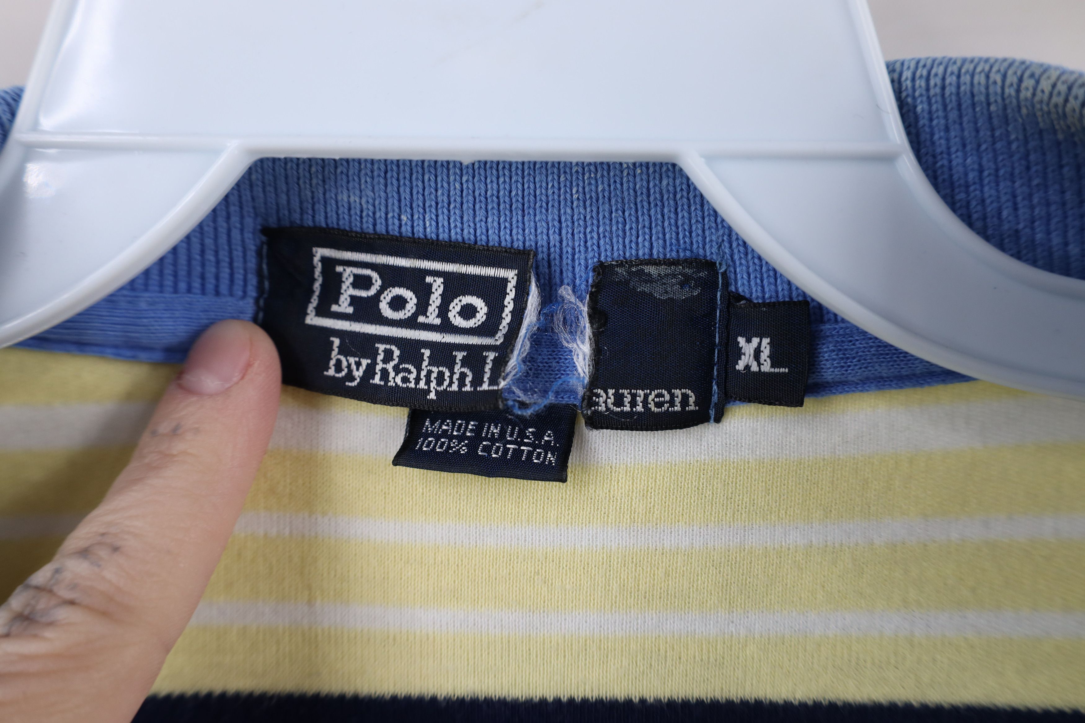 Ralph Lauren × Vintage Vintage 90s Ralph Lauren Block Knit Polo Shirt Cotton USA Size US XL / EU 56 / 4 - 8 Thumbnail