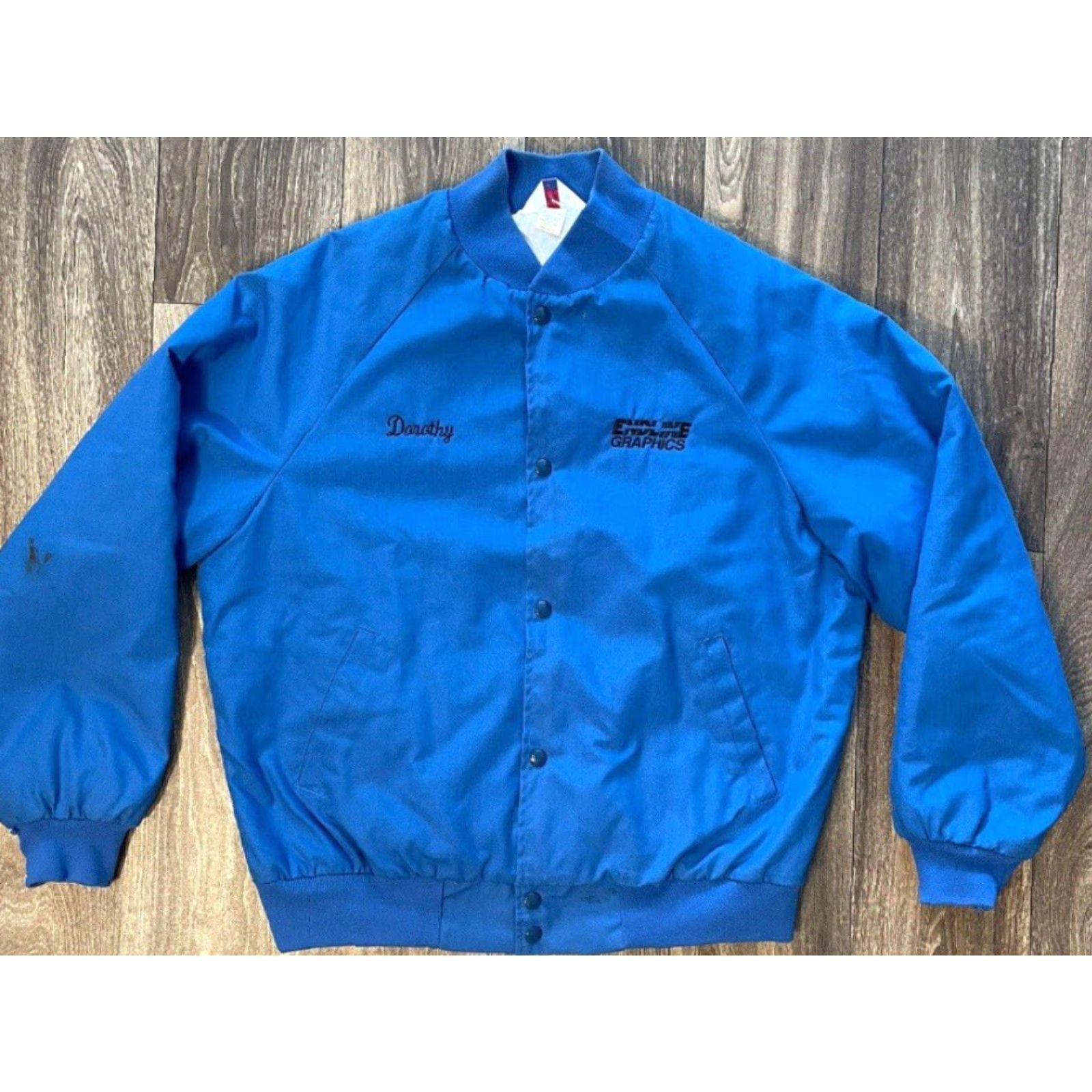 Vintage Vtg 80s West Ark USA Blue Uniform Button Up Bomber Work Jacket EndLine Graphics Size US M / EU 48-50 / 2 - 2 Thumbnail