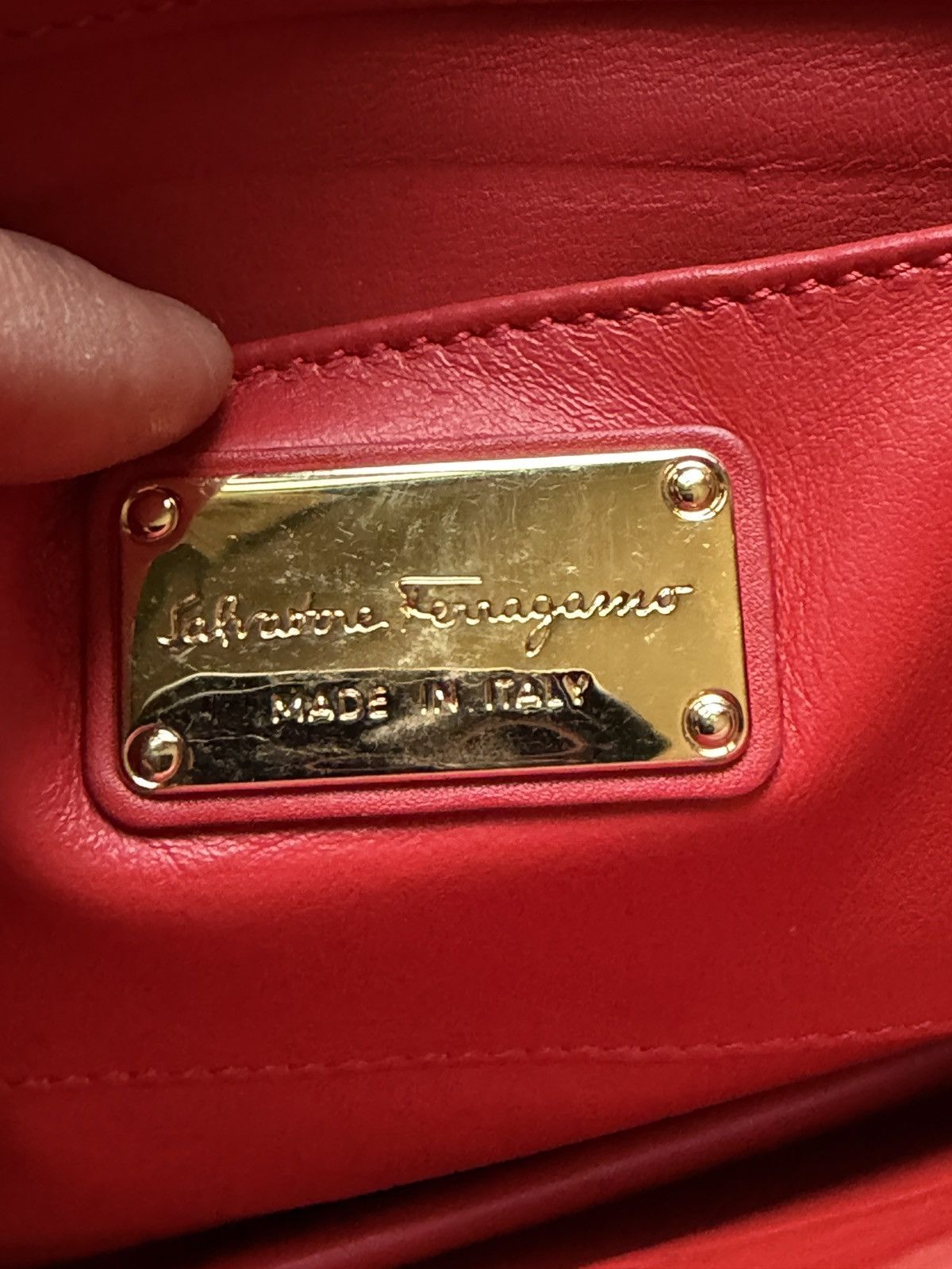Salvatore Ferragamo Salvatore Ferragamo Red Lipstick Leather Thalia Shoulder Bag Size ONE SIZE - 3 Thumbnail