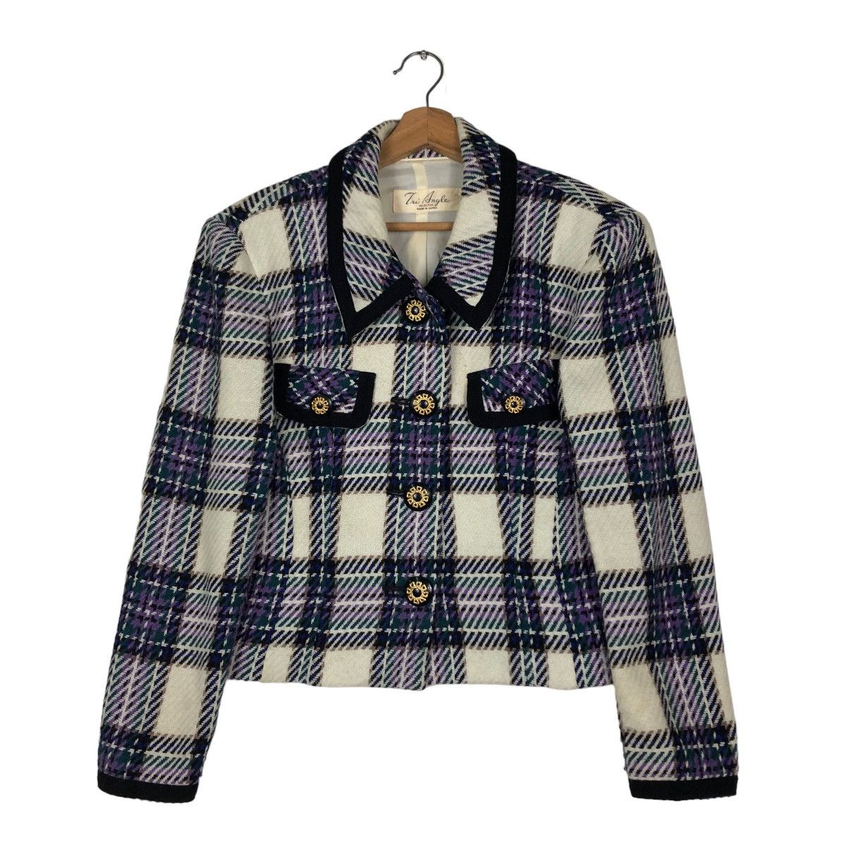 Japanese Brand Vintage Cropped Jacket Tri Angle Issey Miyake Tartan Design Size US M / EU 48-50 / 2 - 1 Thumbnail