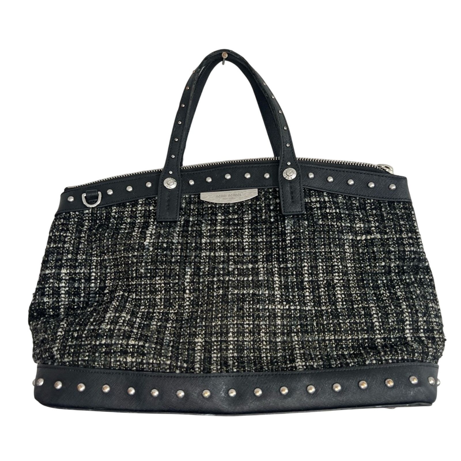 Henri Bendel Henri Bendel Black & White Fabric & Leather Bag Pearl Accent Size ONE SIZE - 2 Thumbnail