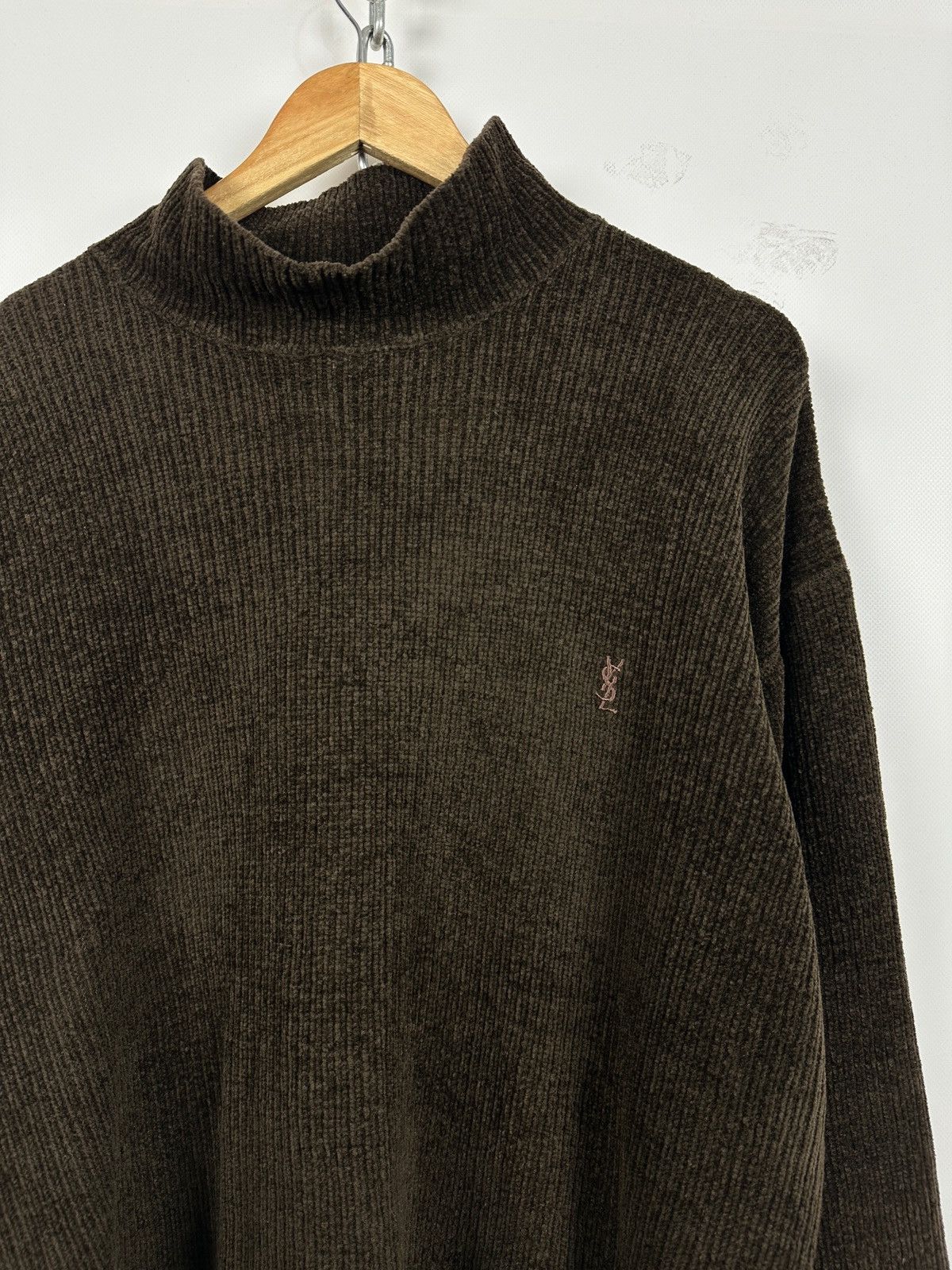 Yves Saint Laurent Vintage Yves Saint Laurent YSL Mock Neck Ribbed Sweater Size US L / EU 52-54 / 3 - 5 Thumbnail