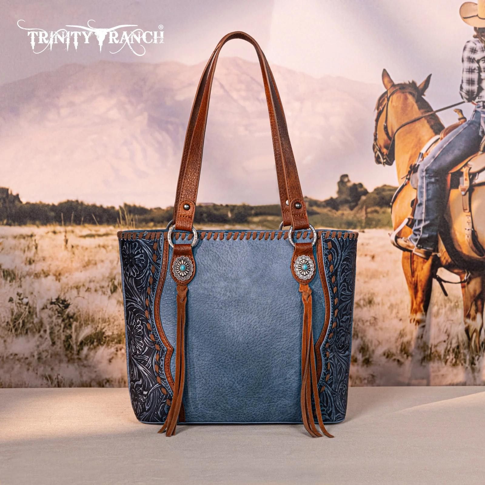 Designer Trinity Ranch Stylish Blue Tote Bag Size ONE SIZE - 1 Thumbnail