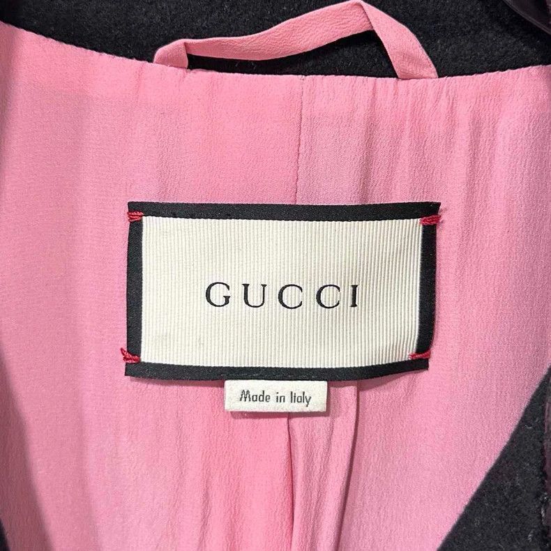 Gucci Black Wool Coat with Gucci Details-2505 Size S / US 4 / IT 40 - 4 Thumbnail