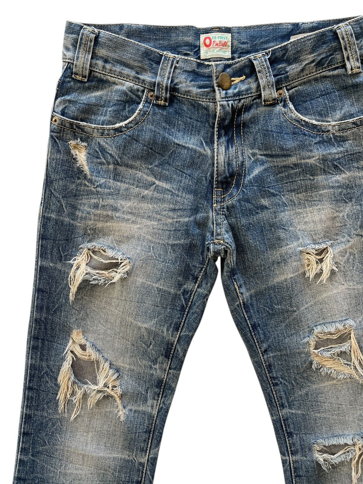 Japanese Brand Vintage Ozz First Pinball Distressed Flare Denim Size US 30 / EU 46 - 3 Thumbnail