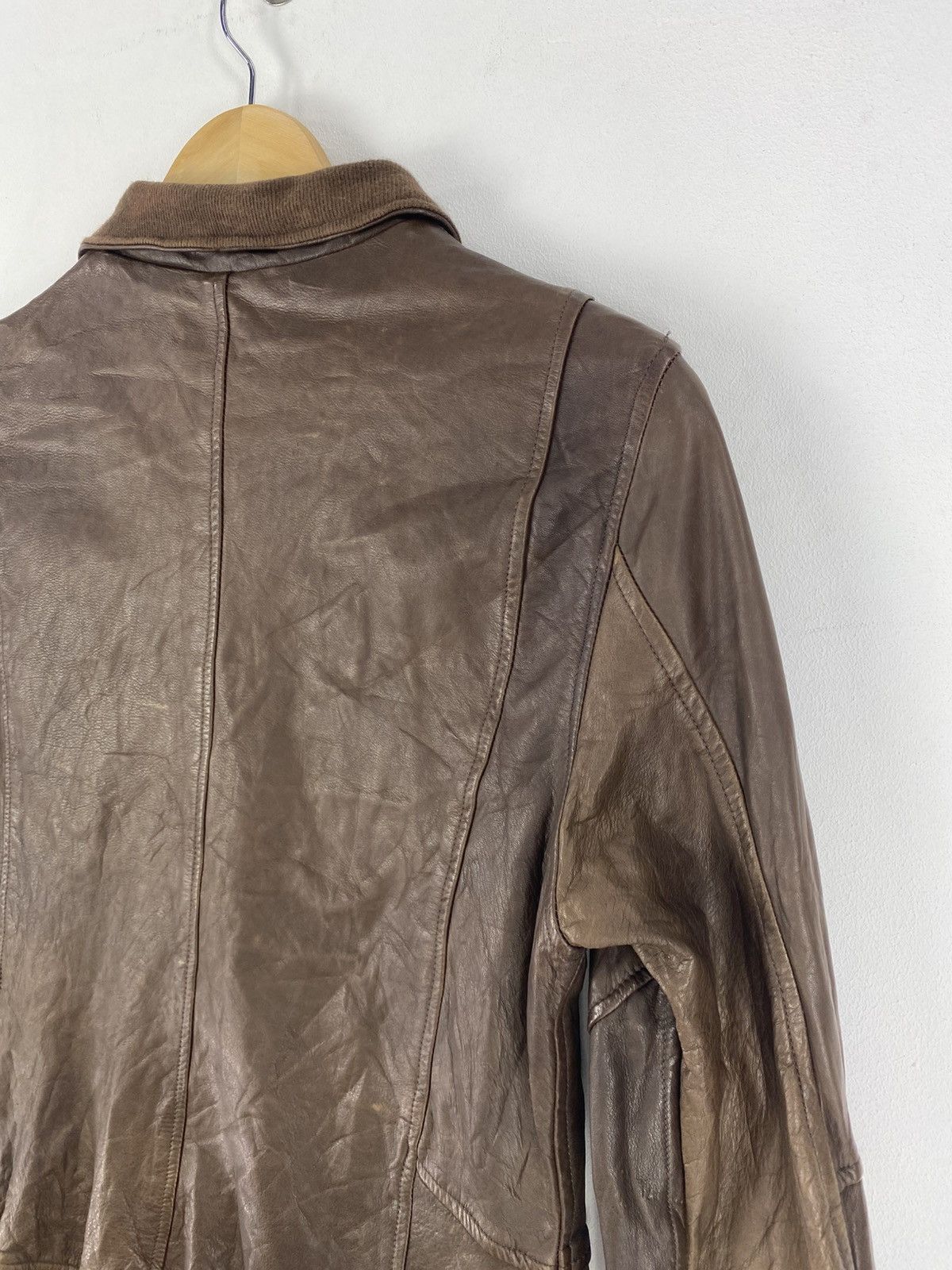 Japanese Brand Vintage 90’s Leather Zipper Jacket by Studious Shama Size US XXS / EU 40 - 5 Thumbnail