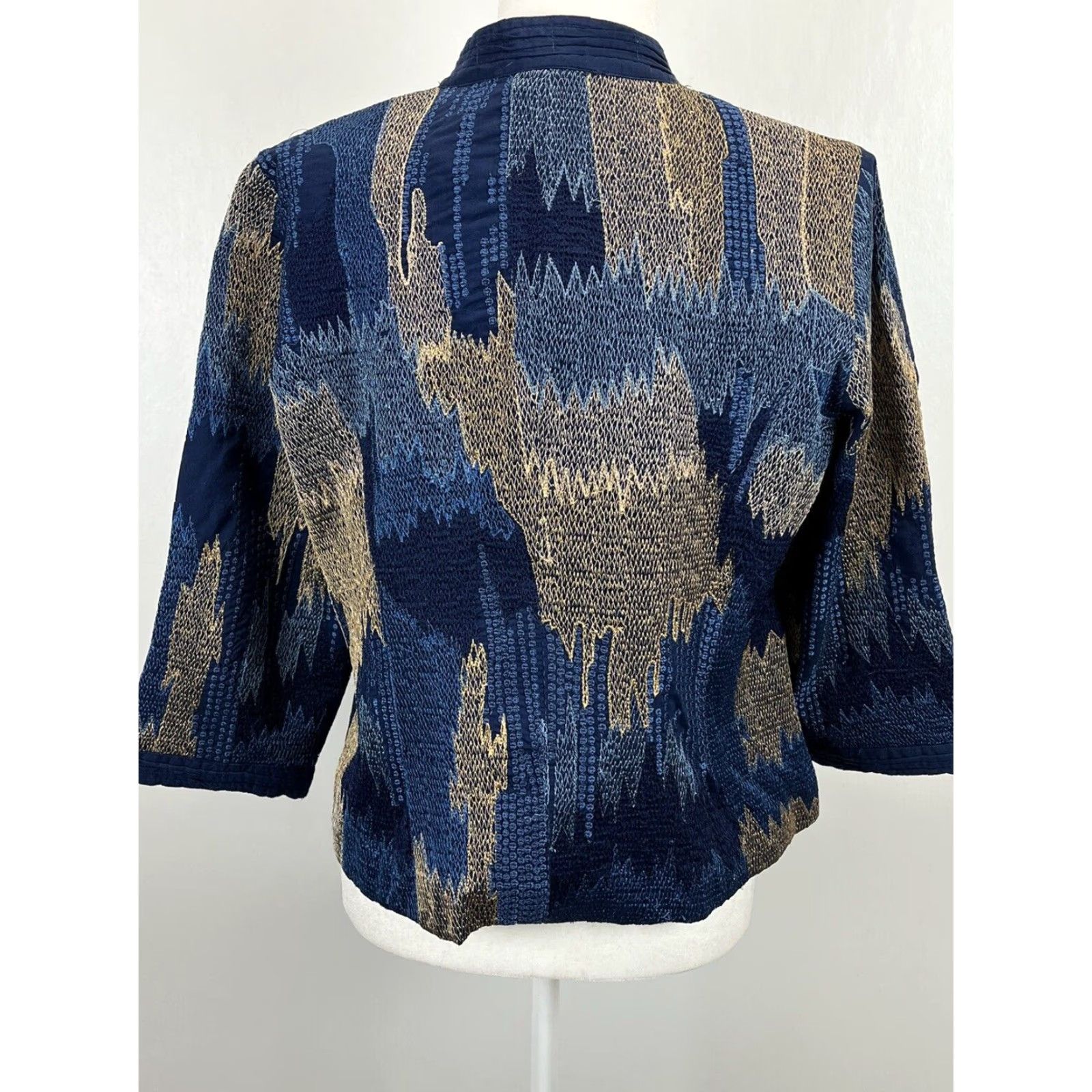 Vintage Chico’s Beauty Labelle Jacket Women Size 1 Blue Embroidered Mandarin Collar Size XS / US 0-2 / IT 36-38 - 2 Thumbnail