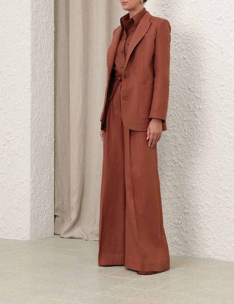 Zimmermann oc11z0226 Illuminate Linen Jacket In Rust Size M / US 6-8 / IT 42-44 - 3 Thumbnail