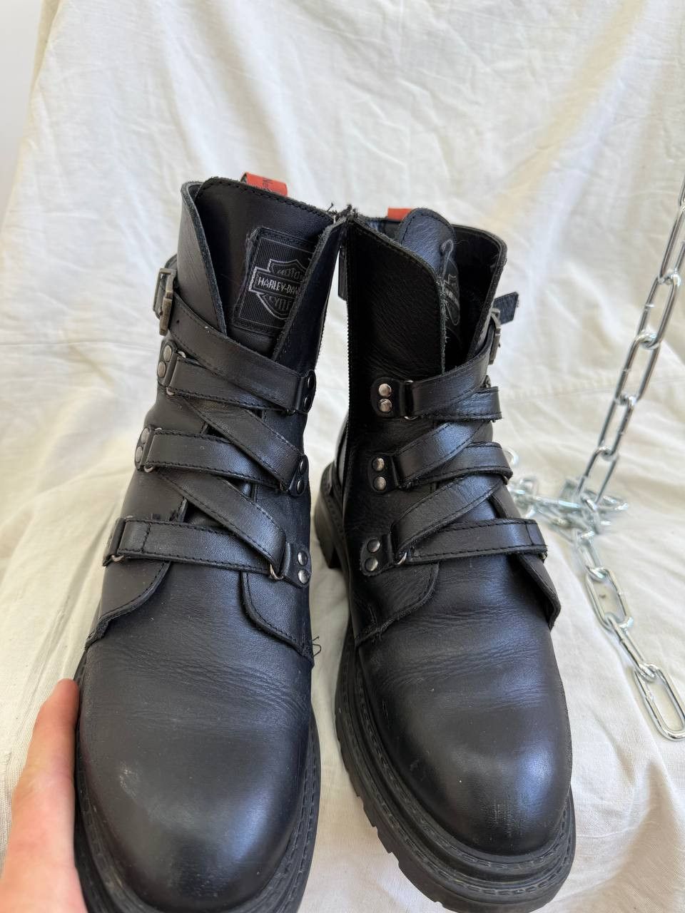 Harley Davidson Vintage 90s Harley-Davidson Ankle-Zip Leather Boots Y2K Size US 6 / EU 39 - 15 Thumbnail