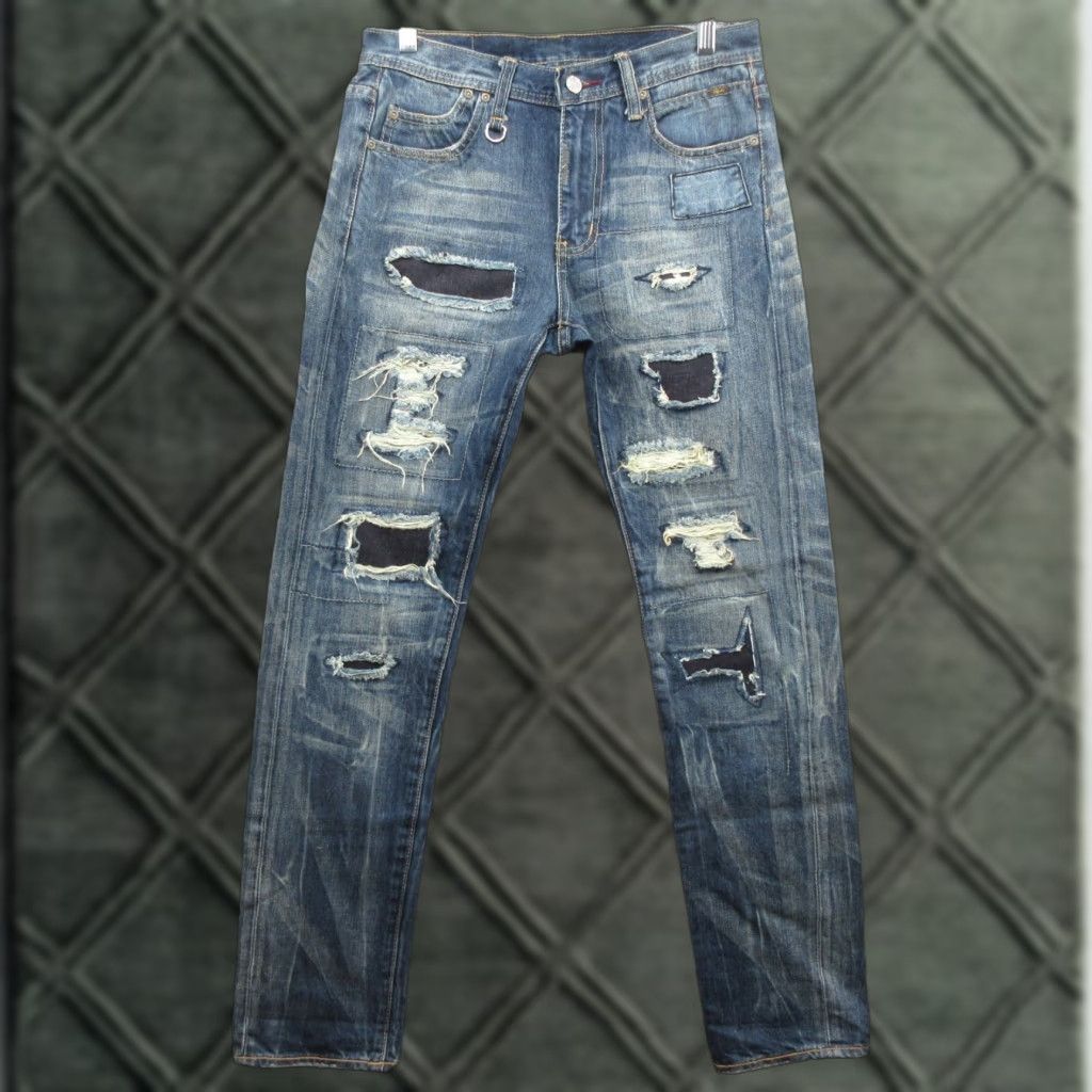 Denime Reputation Jeans Mens 30x31 Selvedge Straight Distressed Denim ...