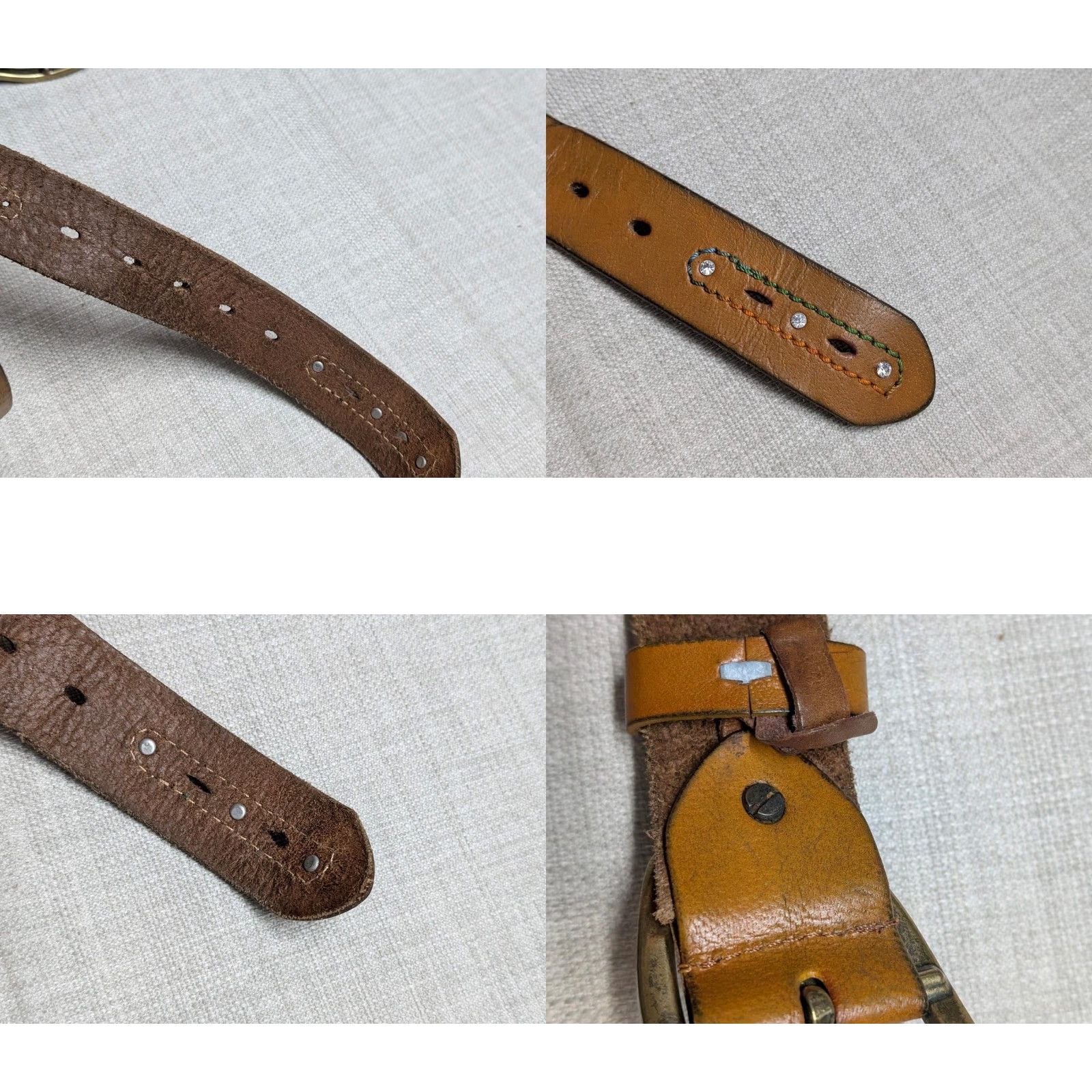 Vintage VINTAGE western belt belt 36 brown COWHIDE leather STITCHED studded RODEO Size 36 - 8 Thumbnail