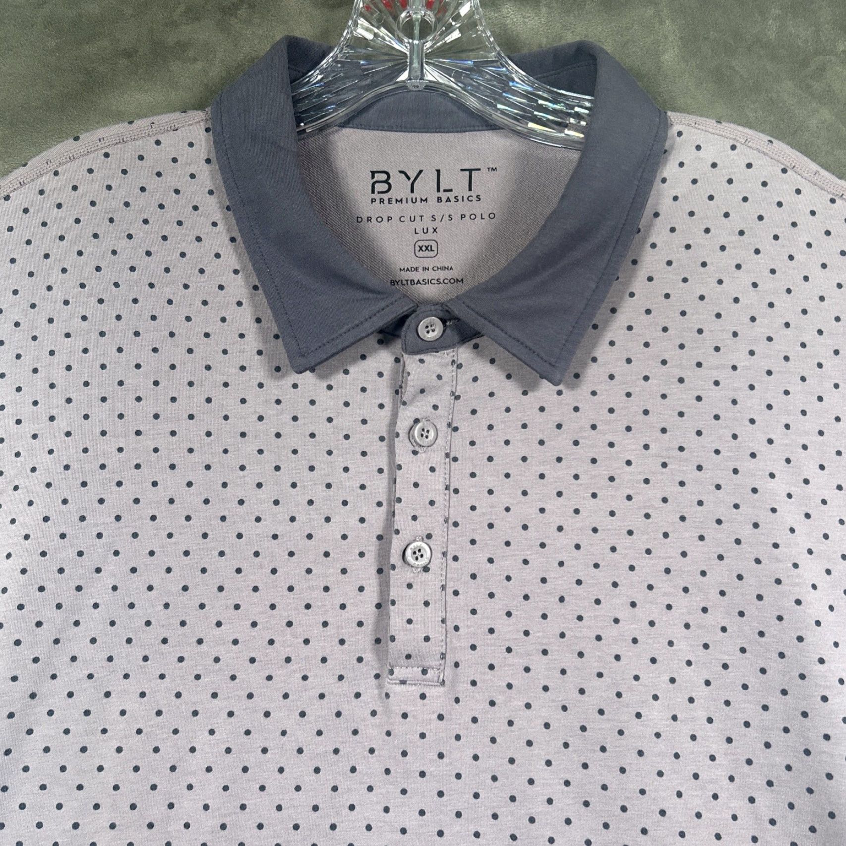 Vintage BYLT Drop-Cut Polo Shirt Mens 2XL Purple Short Sleeve Polka Dot Stretch Golf Modern Sports Regular Shirt Size US XXL / EU 58 / 5 - 2 Thumbnail