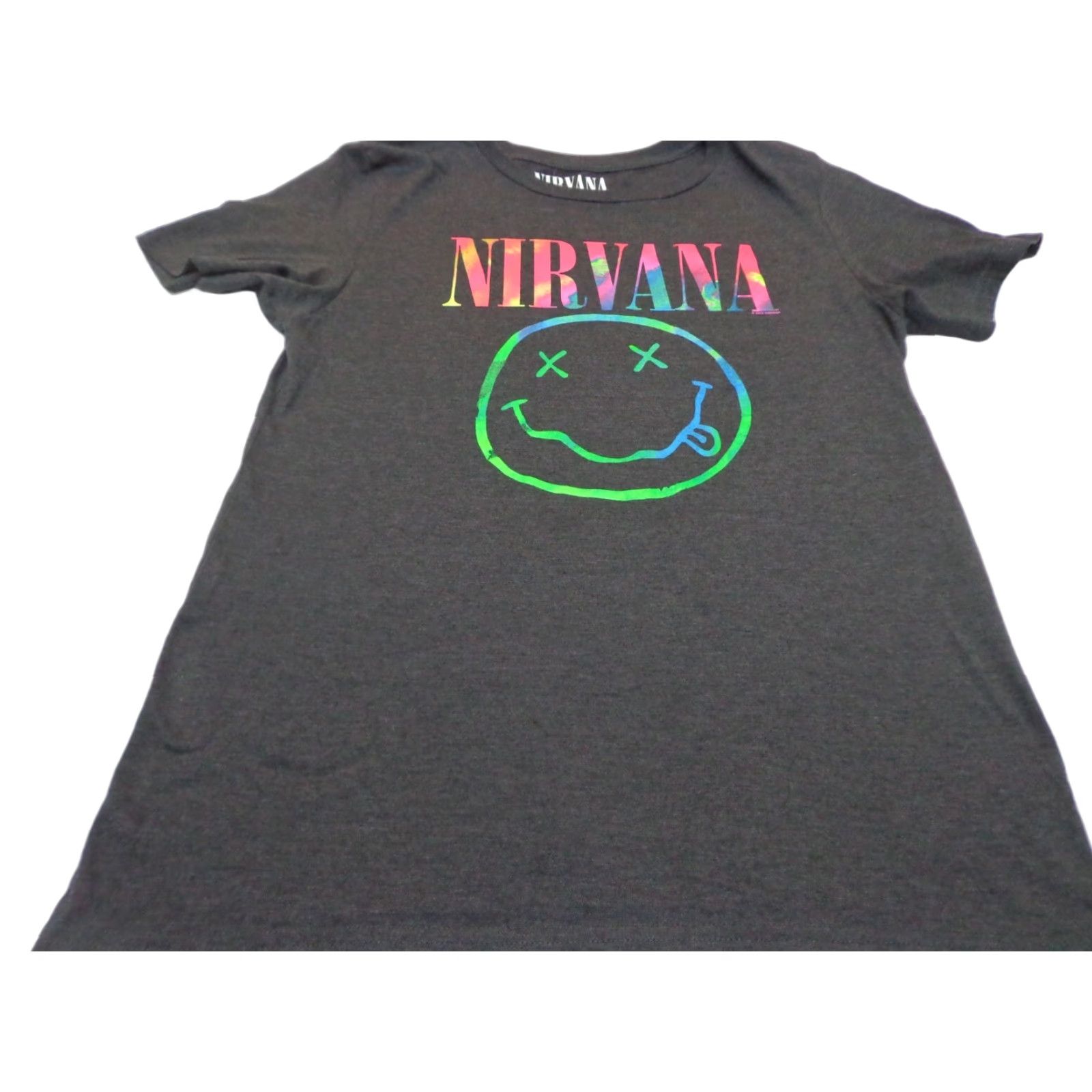 Vintage Nirvana Smiley Face Tee Shirt Women's Size Large T-Shirt Crew Neck Short Sleeve Black Vintage No Size L / US 10 / IT 46 - 1 Thumbnail