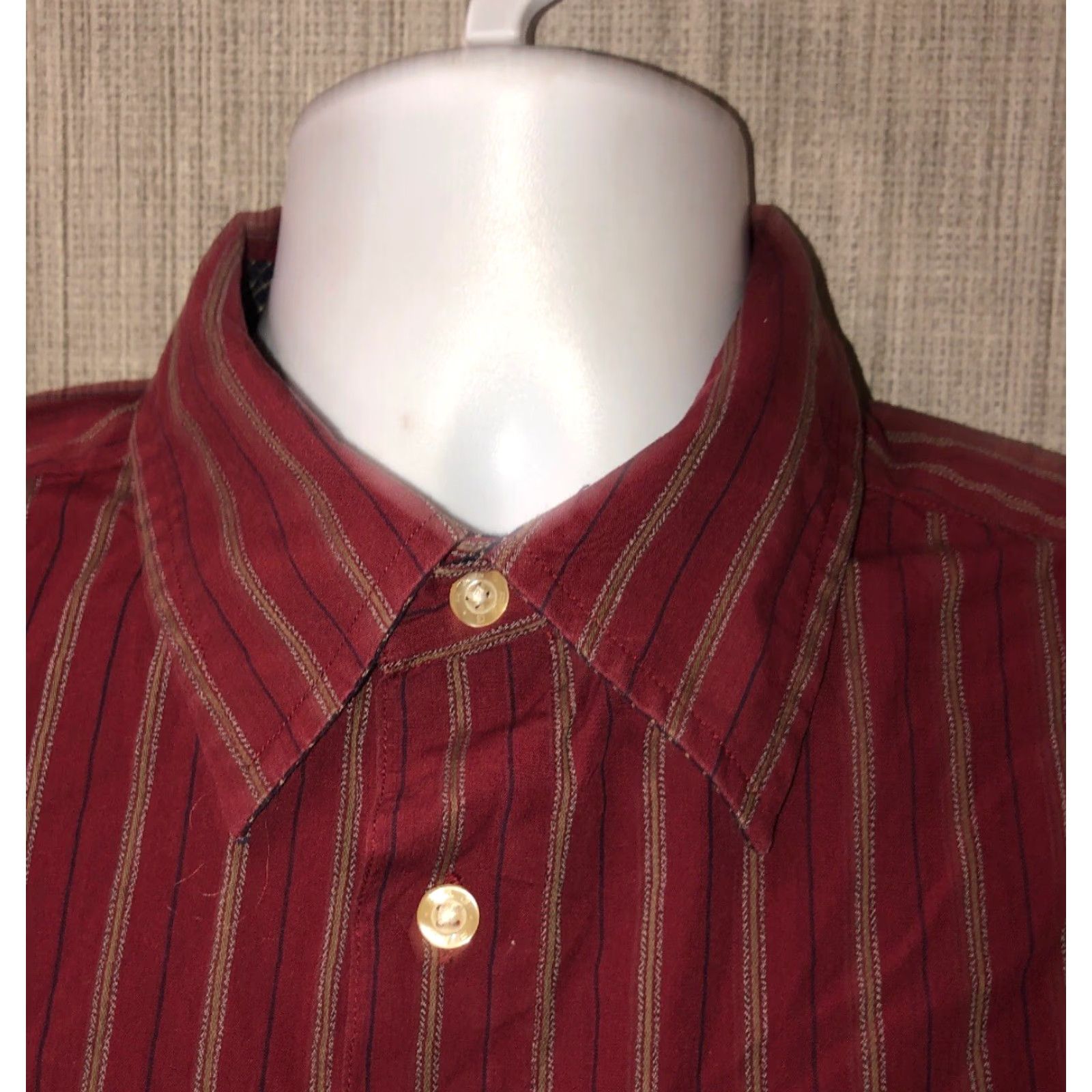 Vintage R & G Mens Red Stripe Cotton Button-Up Shirt Long Sleeve XL Casual Department Men Size US XL / EU 56 / 4 - 4 Thumbnail