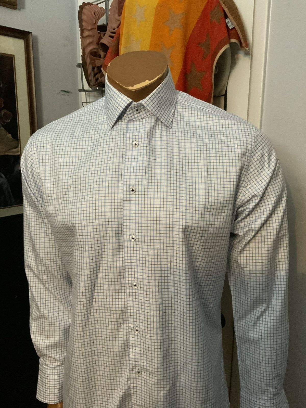 Designer Emanuel Berg Custom Check Plaid Textile Cotton Button Shirt Size US S / EU 44-46 / 1 - 8 Thumbnail