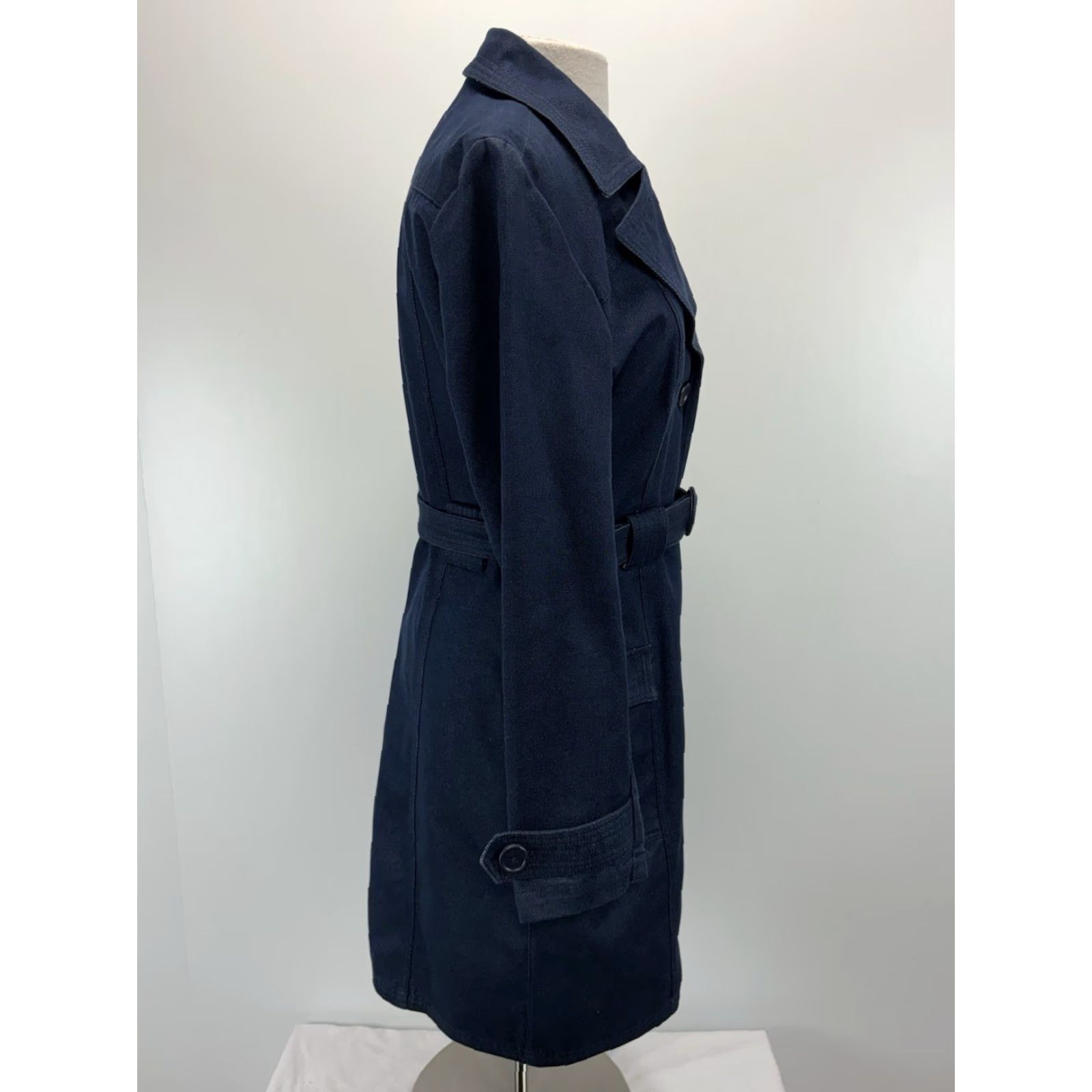 Gap VINTAGE GAP Y2K Denim Duster Trench Coat Long Blue Jean Jacket Women's M Belted Jacket Size 32" / US 10 / IT 46 - 4 Thumbnail