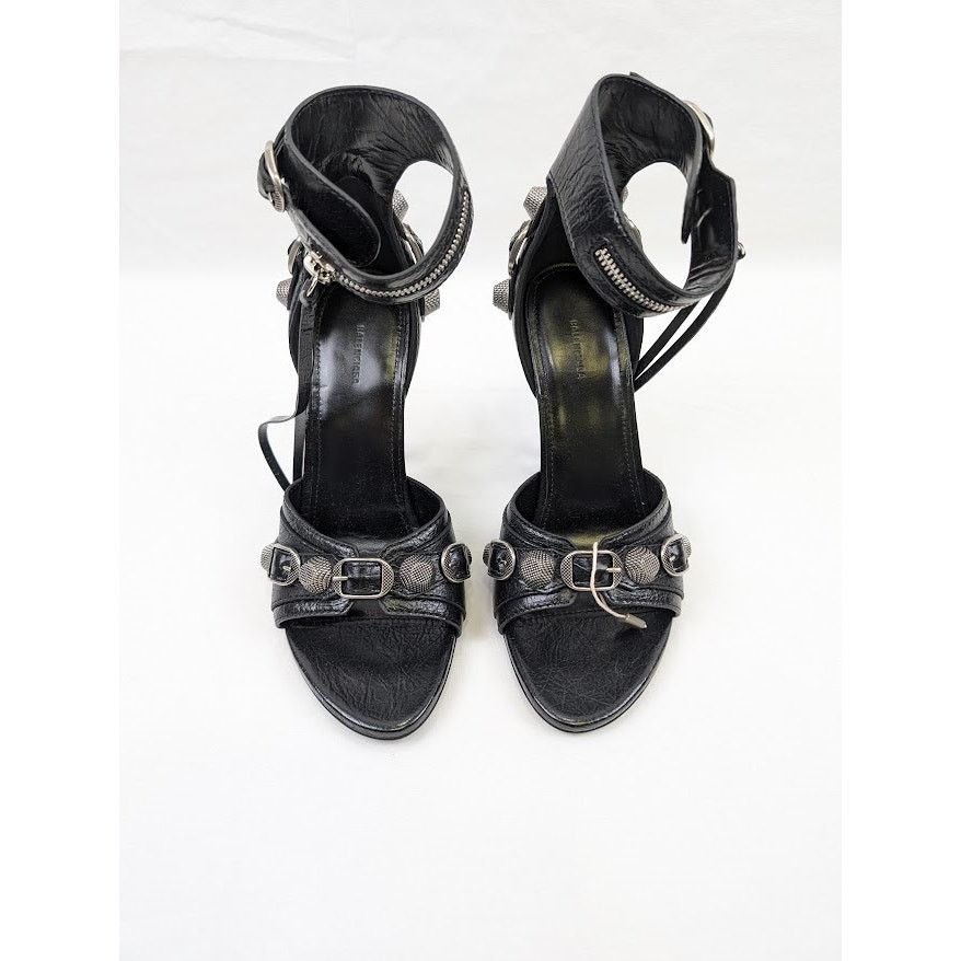 Balenciaga o1rshd1 Arena ABS Cagole Sandal H110 in Black/Aged Nikel Size US 7 / IT 37 - 17 Thumbnail