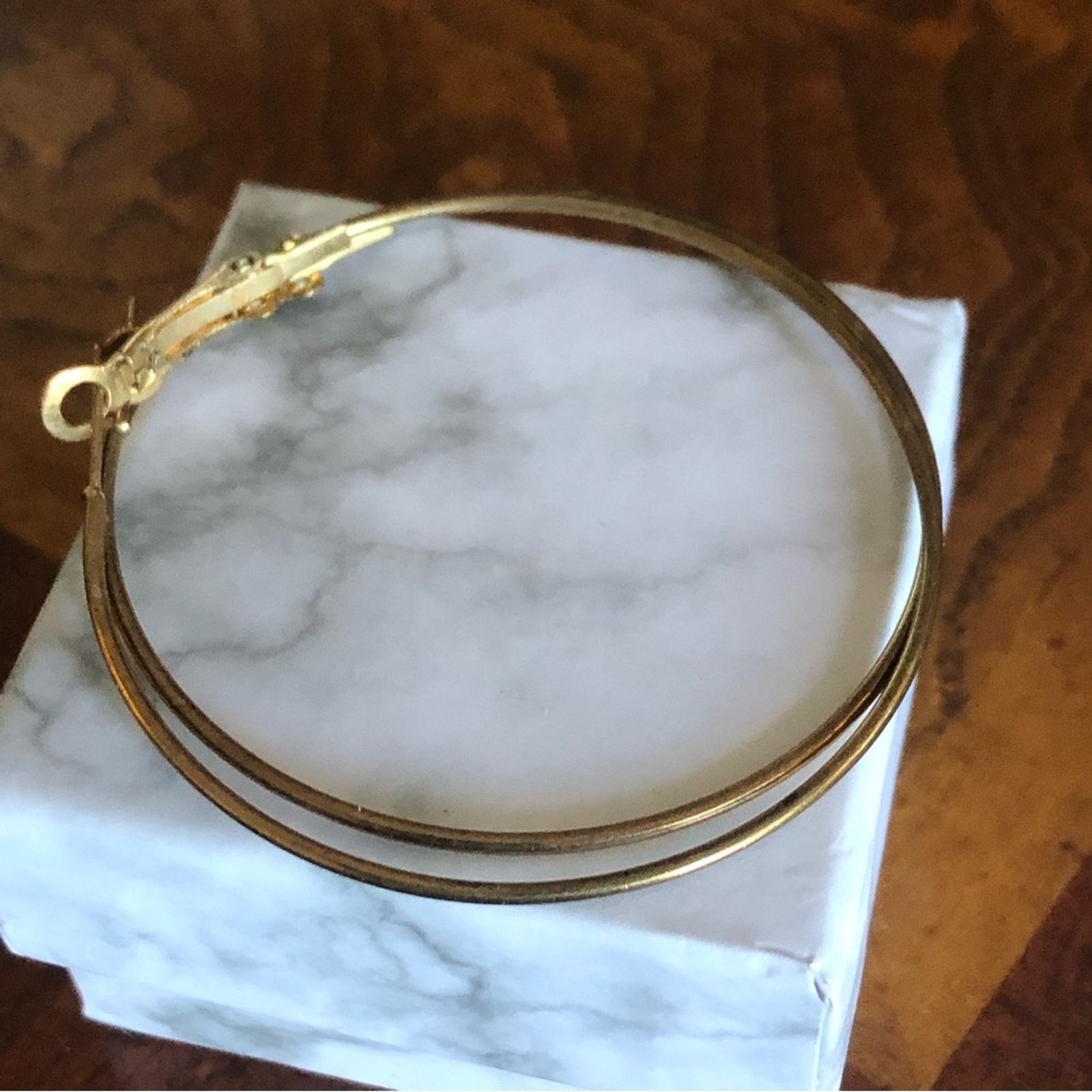 Vintage Vintage 80s gold plated hoop earrings Size ONE SIZE - 4 Thumbnail