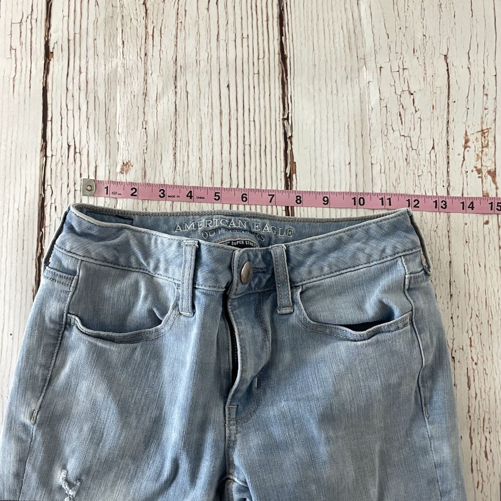 American Eagle Outfitters VINTAGE American Eagle 360 Super Stretch Distressed Skinny Denim Jeans Women's 2 Regular Blue Denim Stretch Jeans Women 2 Regular Size 26" / US 2 / IT 38 - 4 Thumbnail