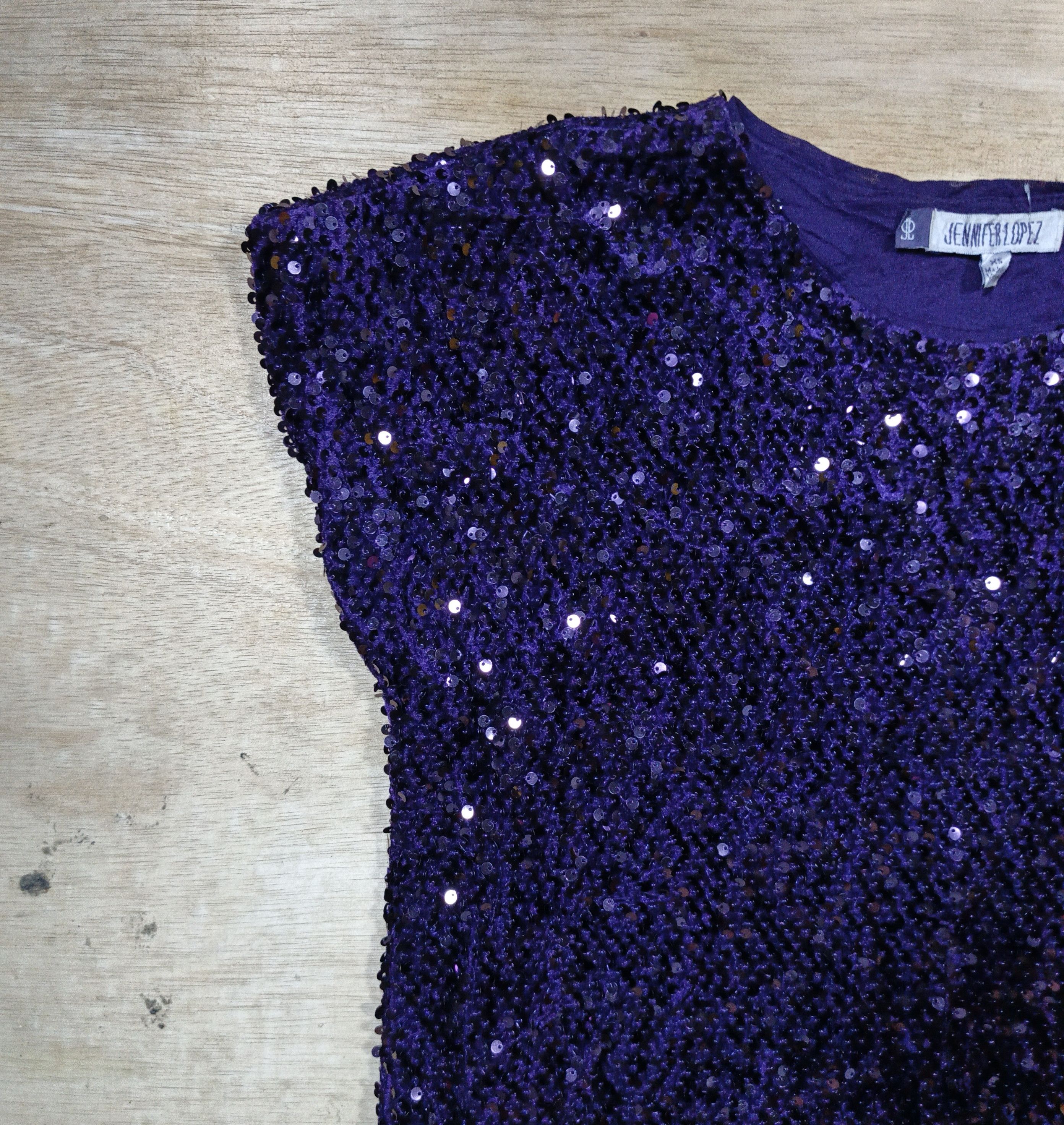Jennifer Lopez Jennifer Lopez Purple Sequin Cap Sleeve Top Size XS / US 0-2 / IT 36-38 - 2 Thumbnail