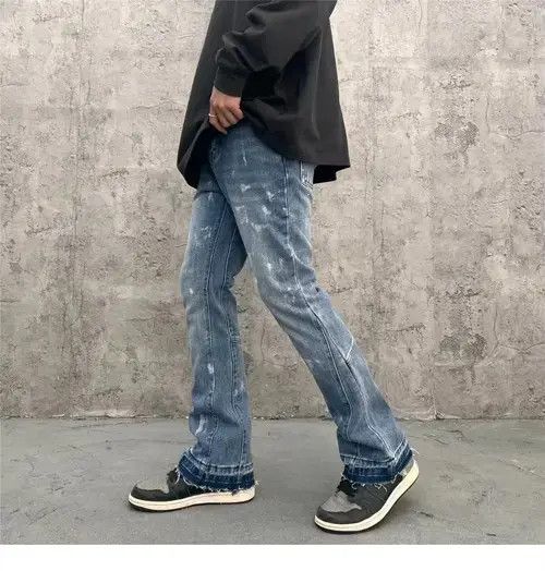 Jean distressed grunge paint flared jeans Size US 30 / EU 46 - 2 Thumbnail