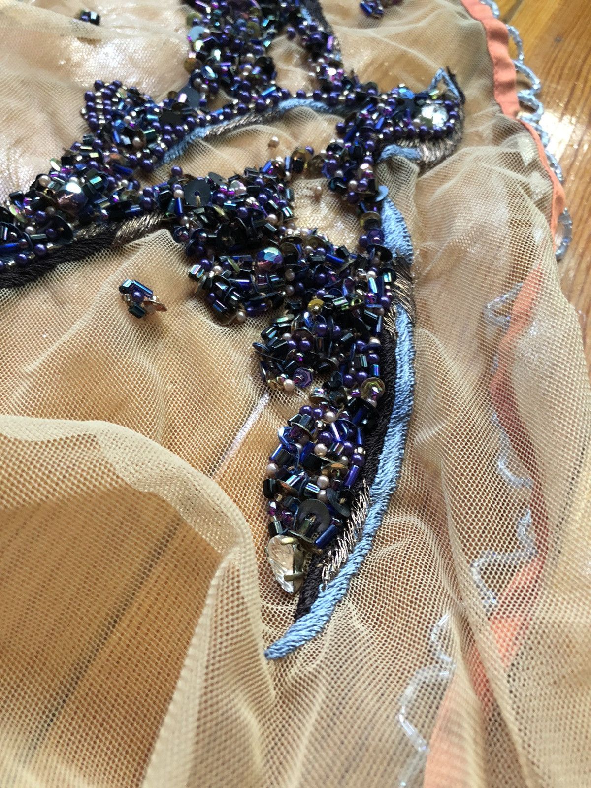 Dries Van Noten Incredible Beaded Crystal Silk Scarf Size ONE SIZE - 4 Thumbnail