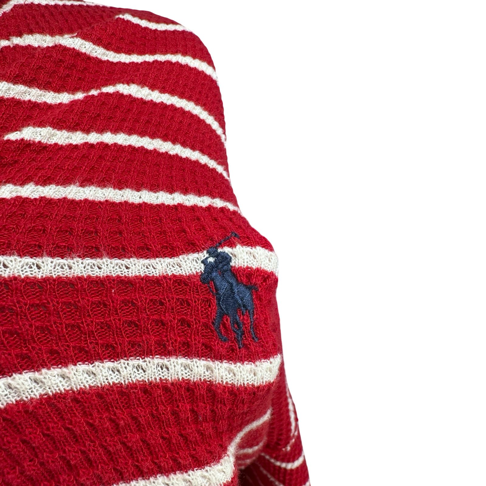 Polo Ralph Lauren Polo Ralph Lauren Henley Hoodie Mens XL Red White Striped Size US XL / EU 56 / 4 - 2 Thumbnail