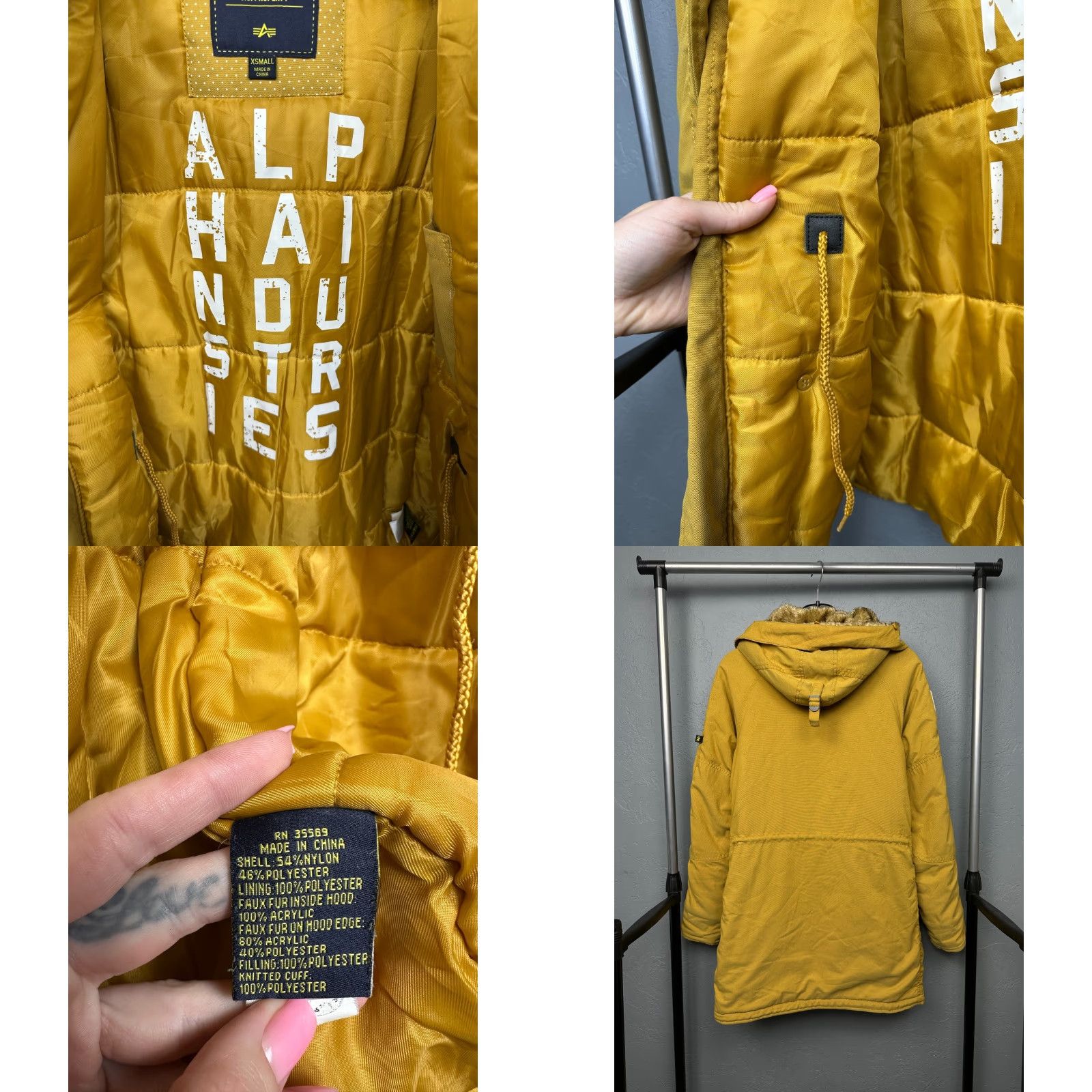 Vintage Alpha N3B Parka Jacket XS Mens Yellow Nike World? Size US XS / EU 42 / 0 - 8 Thumbnail