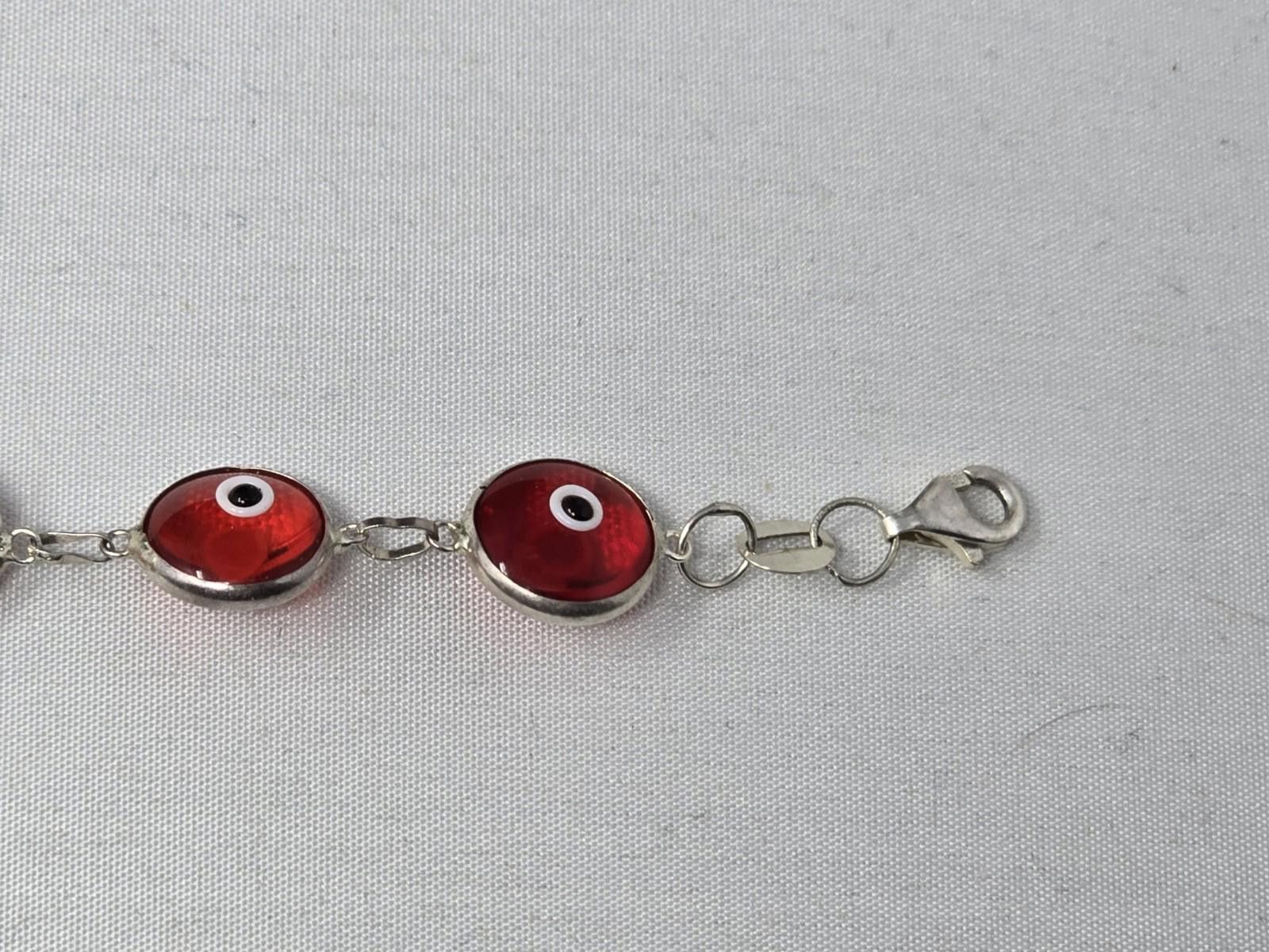 Other Sterling Silver Red Evil Eye Glass Bead Bracelet Size ONE SIZE - 3 Thumbnail