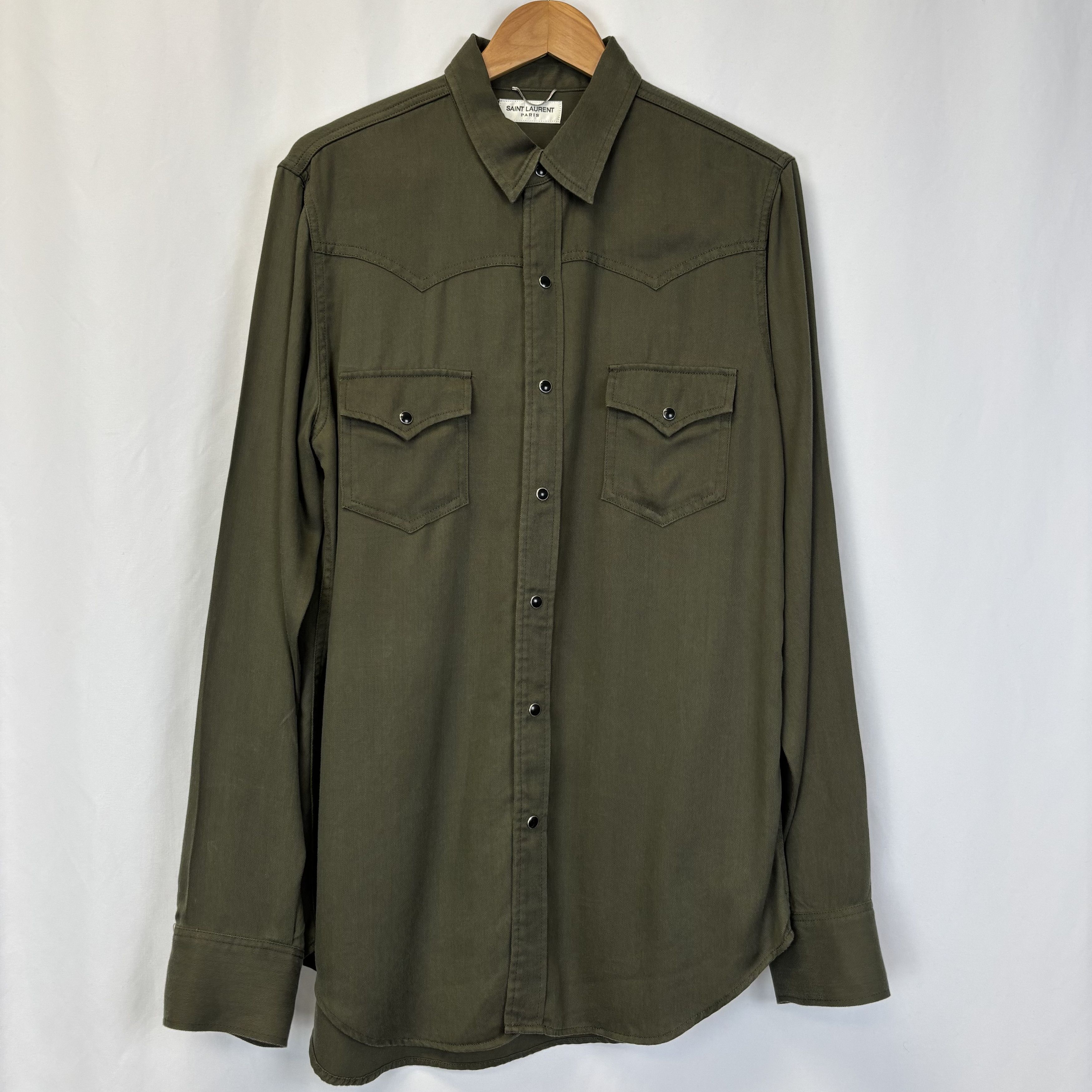 Saint Laurent Paris Saint Laurent Green Shirt Size US XL / EU 56 / 4 - 1 Thumbnail