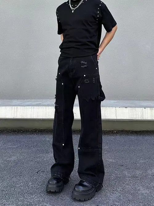 Japanese Brand High Street Vintage Double Knee Ripped Lumberjack Jeans Size US 30 / EU 46 - 2 Thumbnail