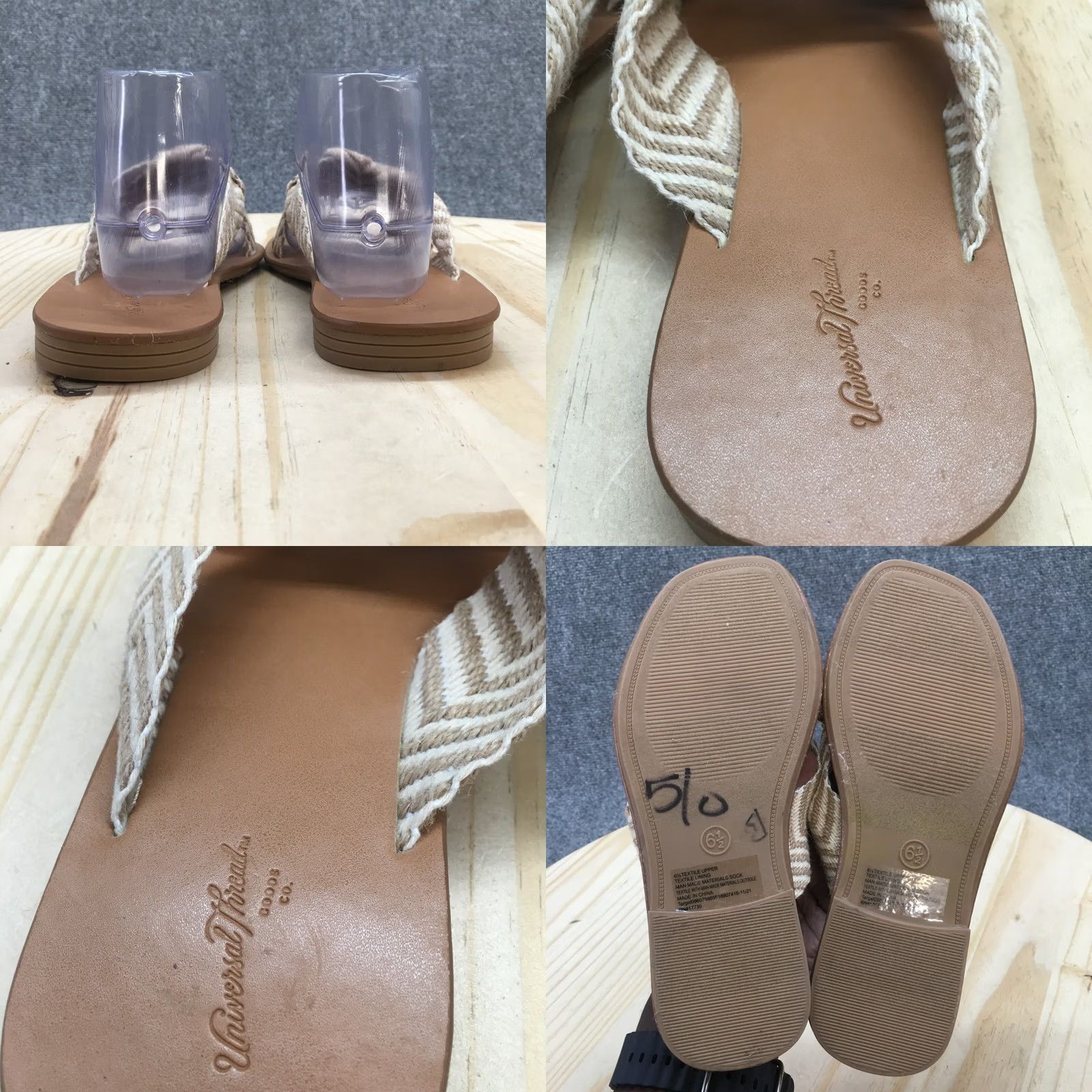 Vintage Universal Thread Sandals Louise Knotted Slip On Slide Brown Fabric Womens 6.5 M Casual Flip Flop Shoes Size US 7 / IT 37 - 8 Thumbnail