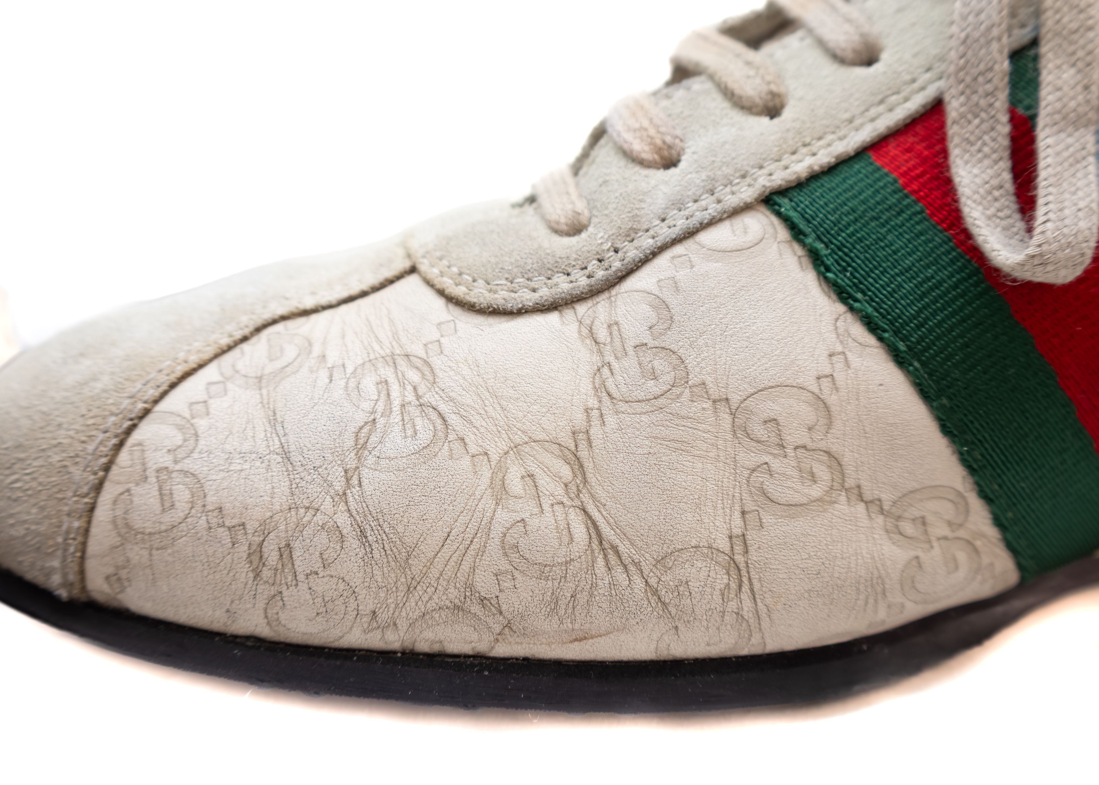 Gucci Gucci GG Monogram Stripe Sneakers EU 44E – Beige/Green/Red Size US 10.5 / EU 43-44 - 12 Thumbnail