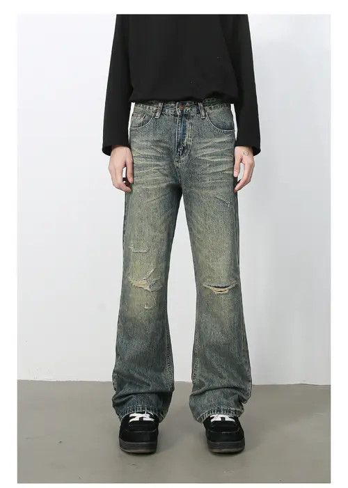 Japanese Brand × Jean Pants American washed vintage loose ripped bootcut jeans Size US 32 / EU 48 - 1 Thumbnail