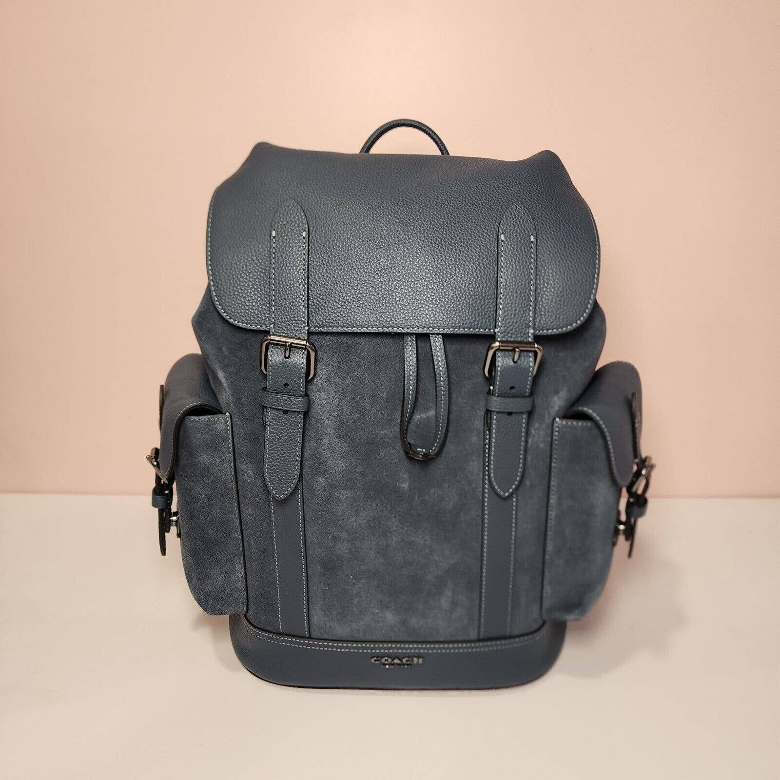 image of NWT Coach Cl955 Men’S Hudson Backpack Gunmetal/denim Suede in Blue, Men's