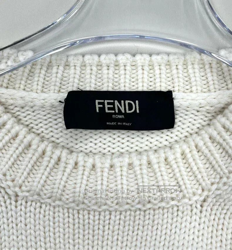 Fendi Fendi Off-White Knit Sweater with Embroidered Letter Logo Size US L / EU 52-54 / 3 - 3 Thumbnail