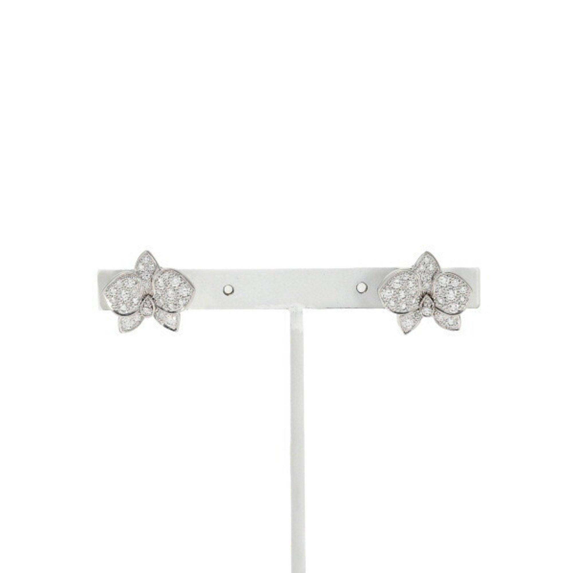 image of Cartier Caress D'orchidépalle K18Wg White Gold Earrings, Women's